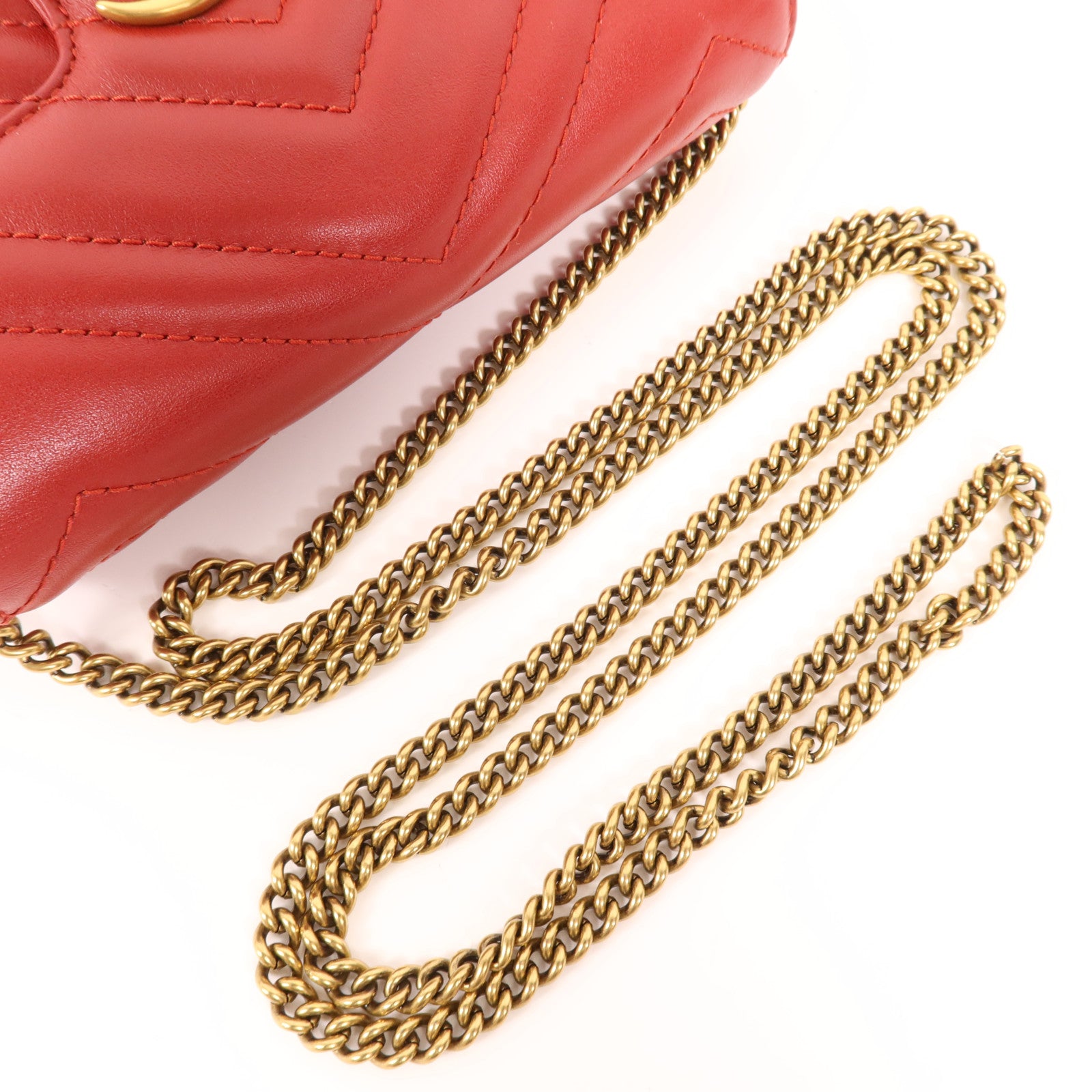 GUCCI 羊皮皮革GG Marmont Super Mini金扣鏈帶肩背袋