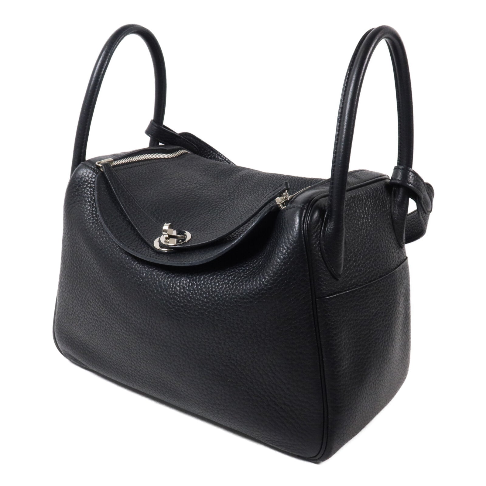 HERMES Clemence皮革Lindy 30手挽肩背兩用袋Noir