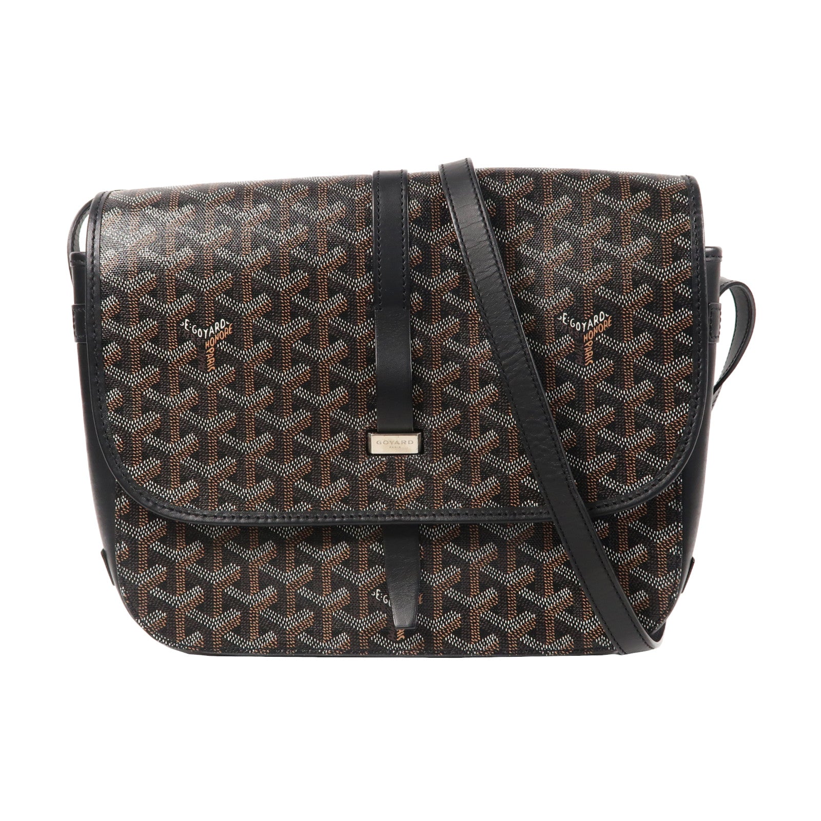 GOYARD 塗層帆布Belvedere銀扣肩背袋黑色