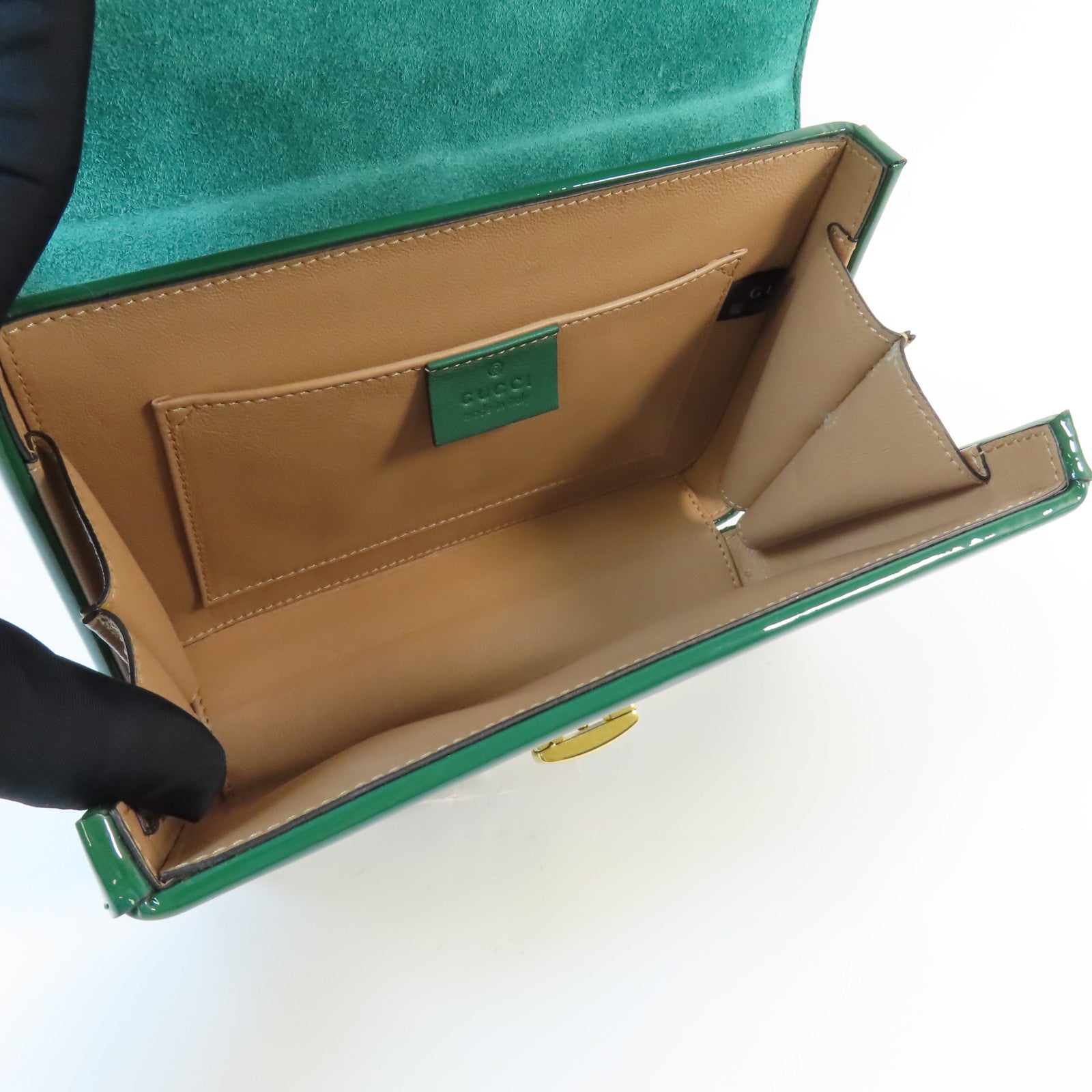 GUCCI 漆皮皮革Sylvie 1969 Bag金扣手挽肩背兩用袋