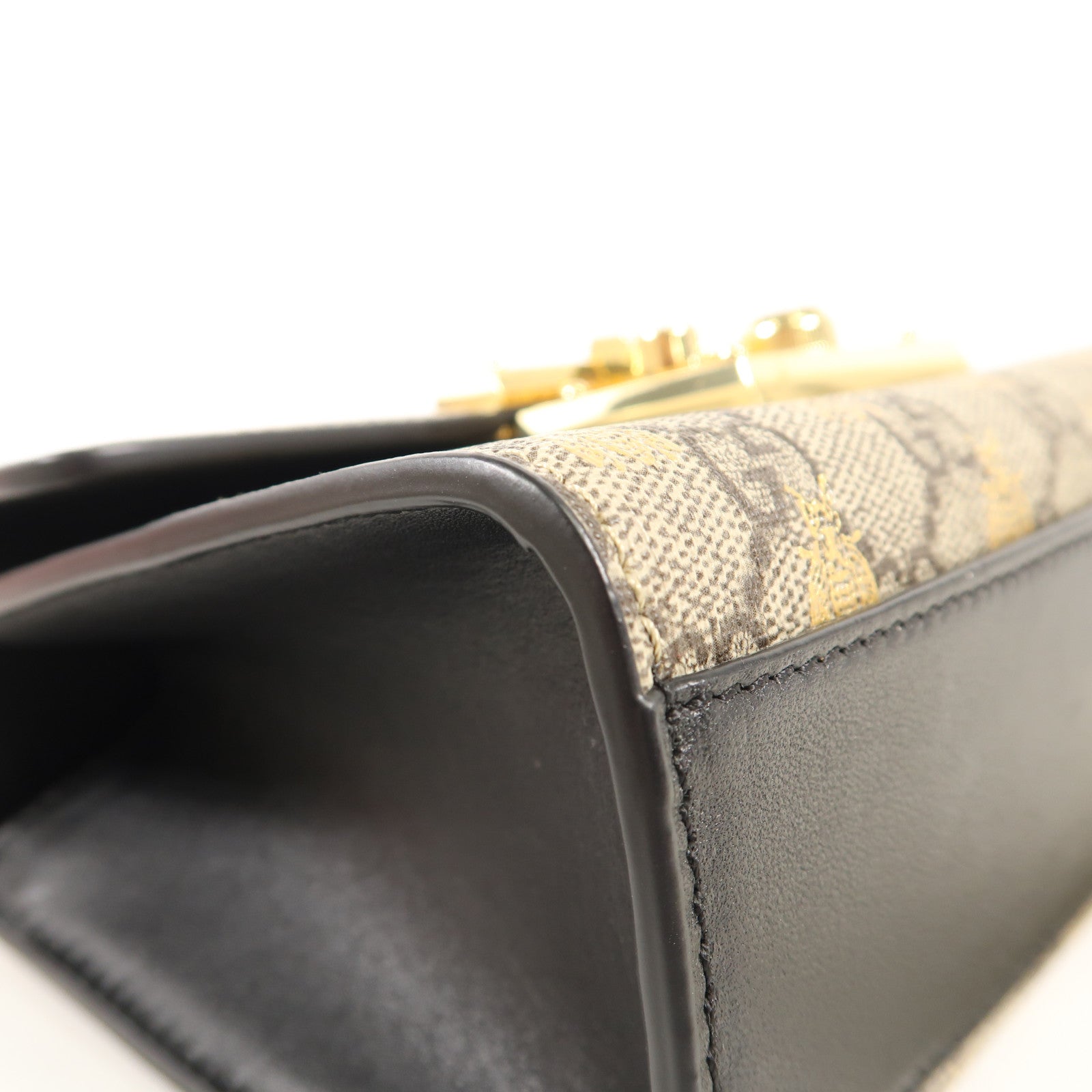 GUCCI 牛皮皮革PVC Padlock GG Chain Shoulder金扣鏈帶肩背袋