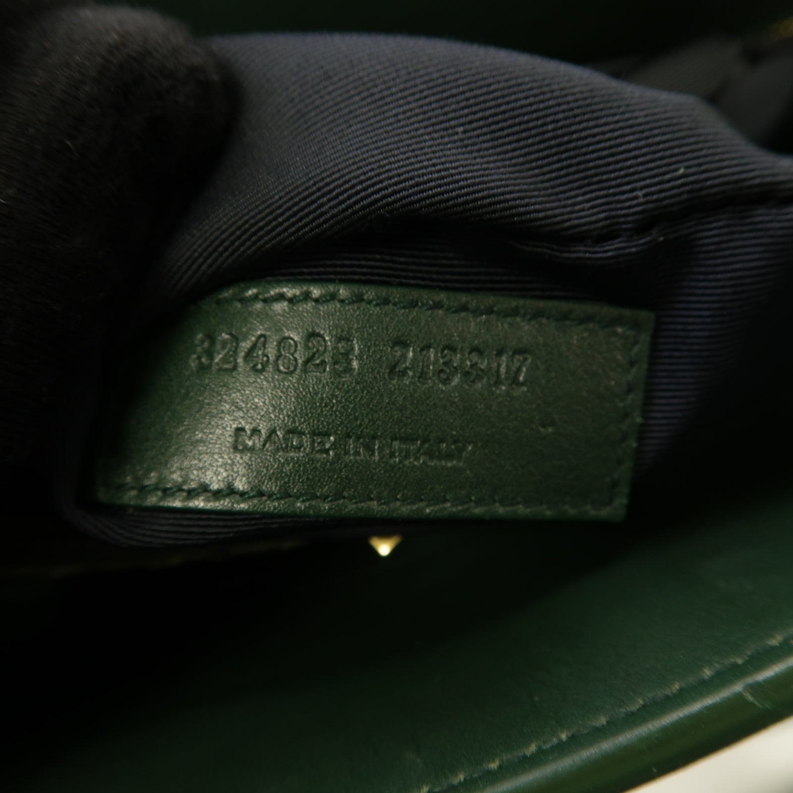 SAINT LAURENT 牛皮皮革Handbag金扣手挽袋綠色