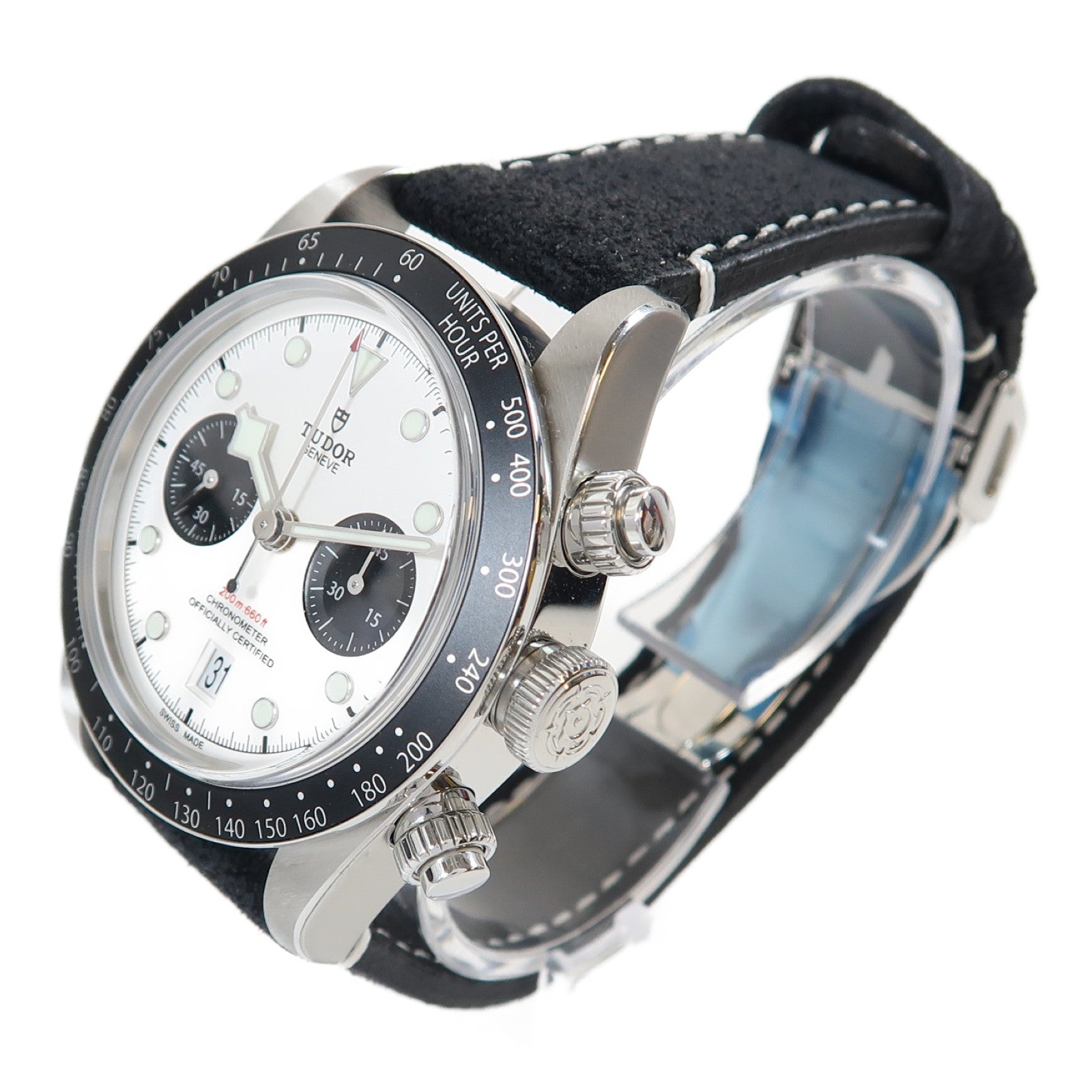 TUDOR Black Bay Chrono不鏽鋼/皮革帶手錶自動機芯白色
