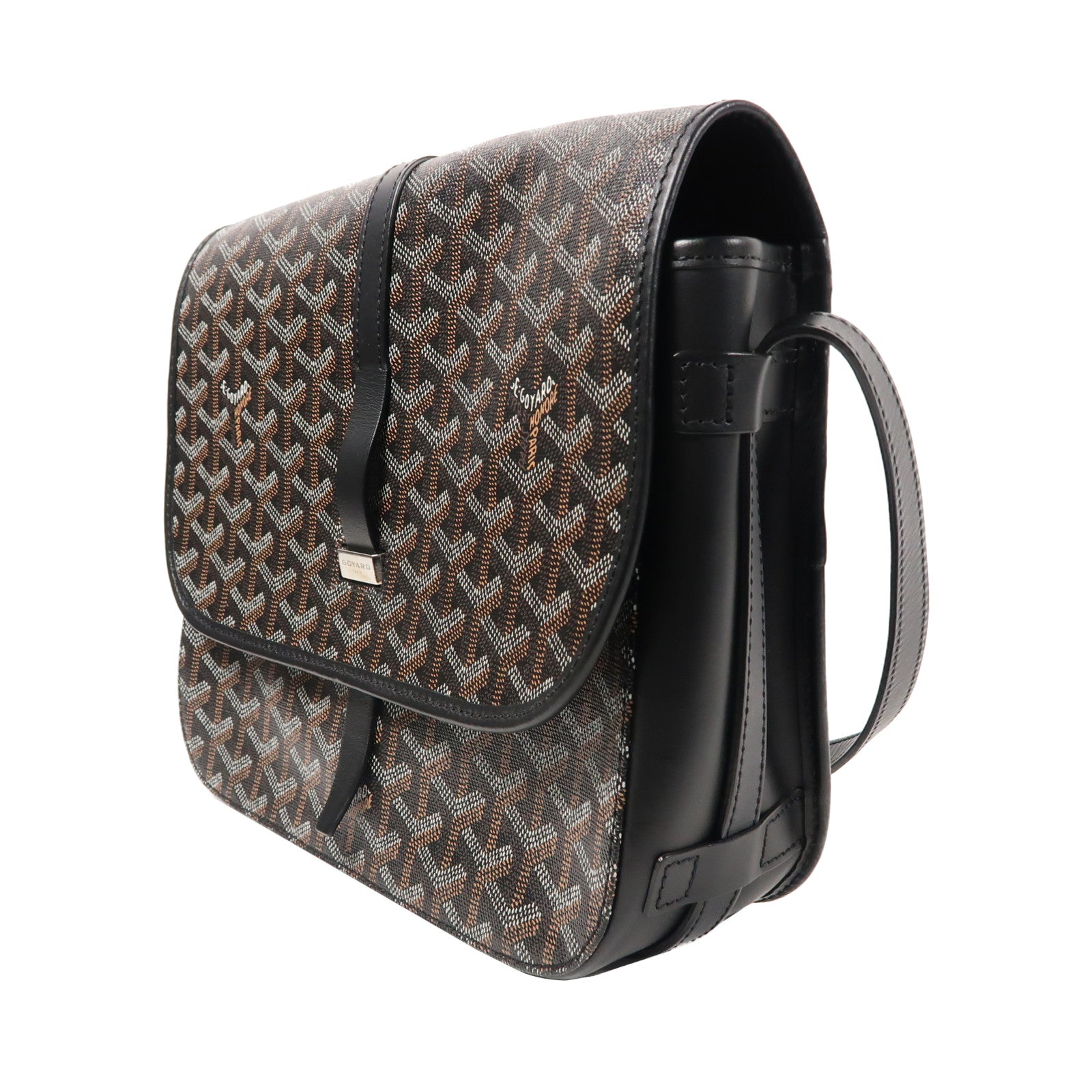 GOYARD 塗層帆布Belvedere銀扣肩背袋黑色
