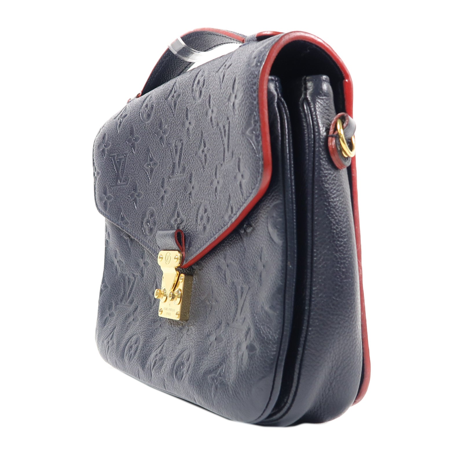 LOUIS VUITTON Monogram Empreinte Pochette Metis金扣手挽肩背兩用袋深藍色