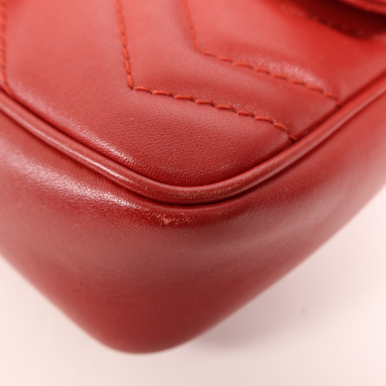 GUCCI 羊皮皮革GG Marmont Super Mini金扣鏈帶肩背袋