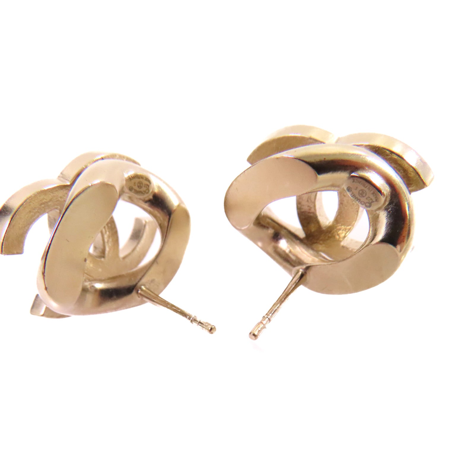 CHANEL 金屬/水鑽CC Earring金扣耳環