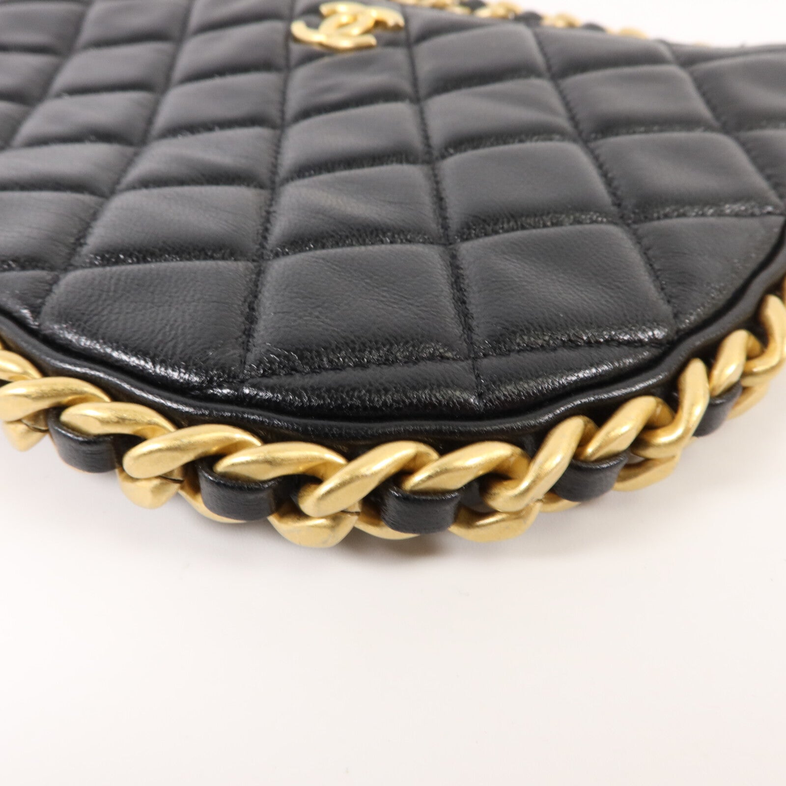 CHANEL 牛皮皮革Hobo Bag鏈帶肩背袋