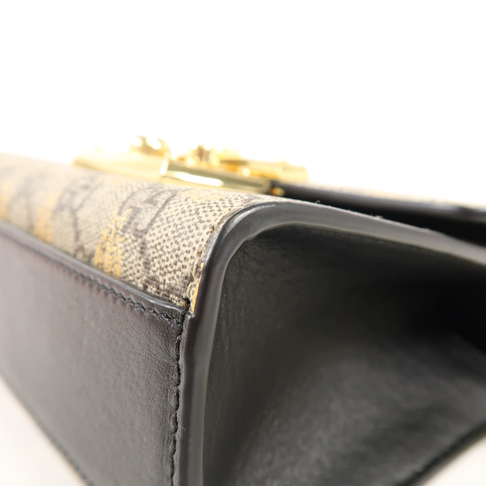 GUCCI 牛皮皮革PVC Padlock GG Chain Shoulder金扣鏈帶肩背袋