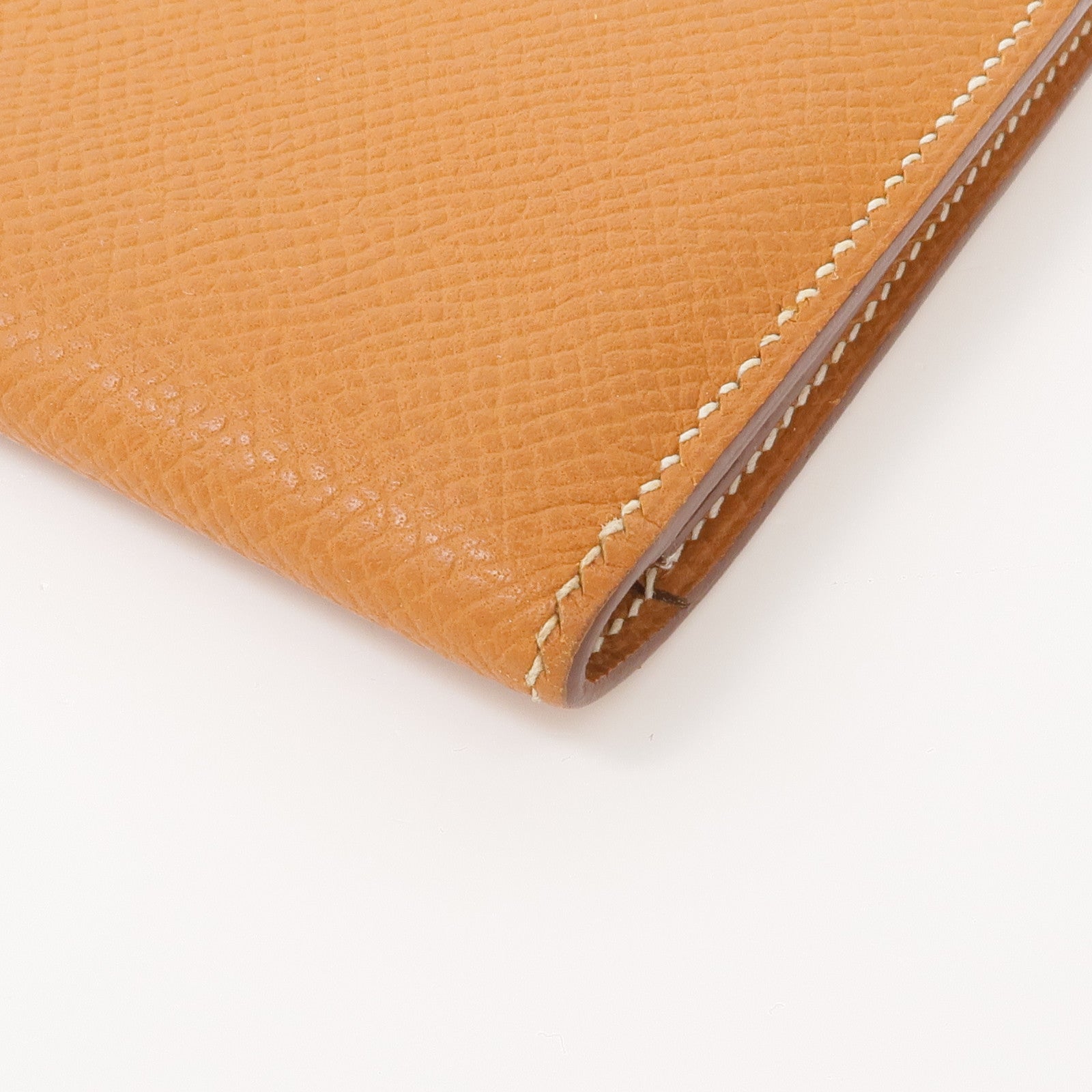 HERMES Epsom皮革Bearn W Snap銀扣長錢包Gold