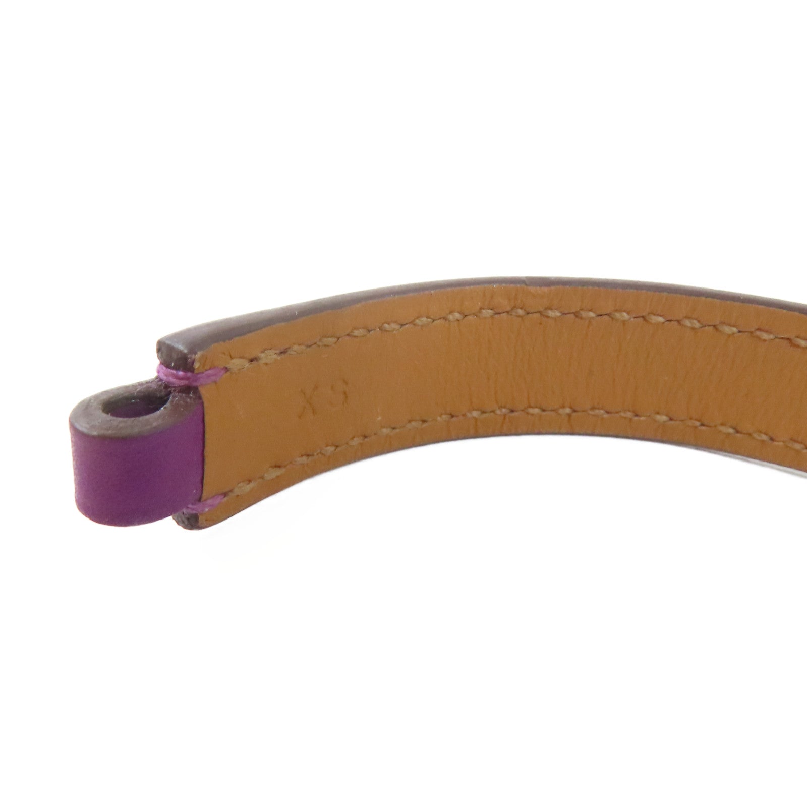 HERMES Swift皮革Rivale Double Tour Bracelet手鐲Anemone/海葵紫色/金色Hermes#XS/#14.5cm