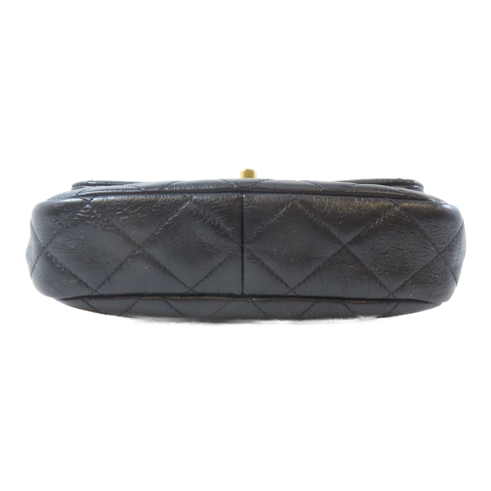 CHANEL 【激減優惠】菱格牛皮皮革Mini Flap Pearl金扣鏈帶肩背袋黑色