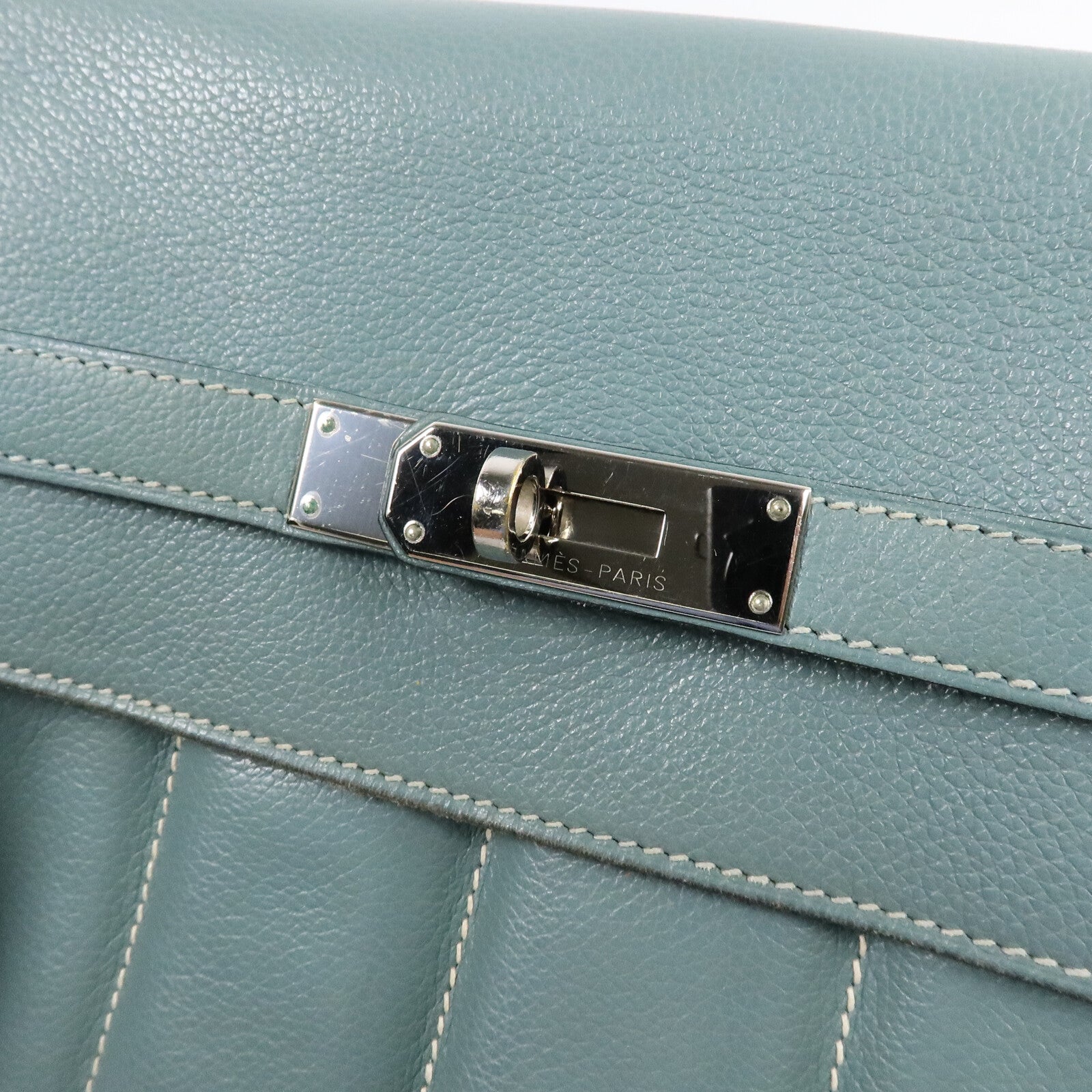 HERMES Evercolor皮革Berline 28肩背袋Ciel/Gris Perle