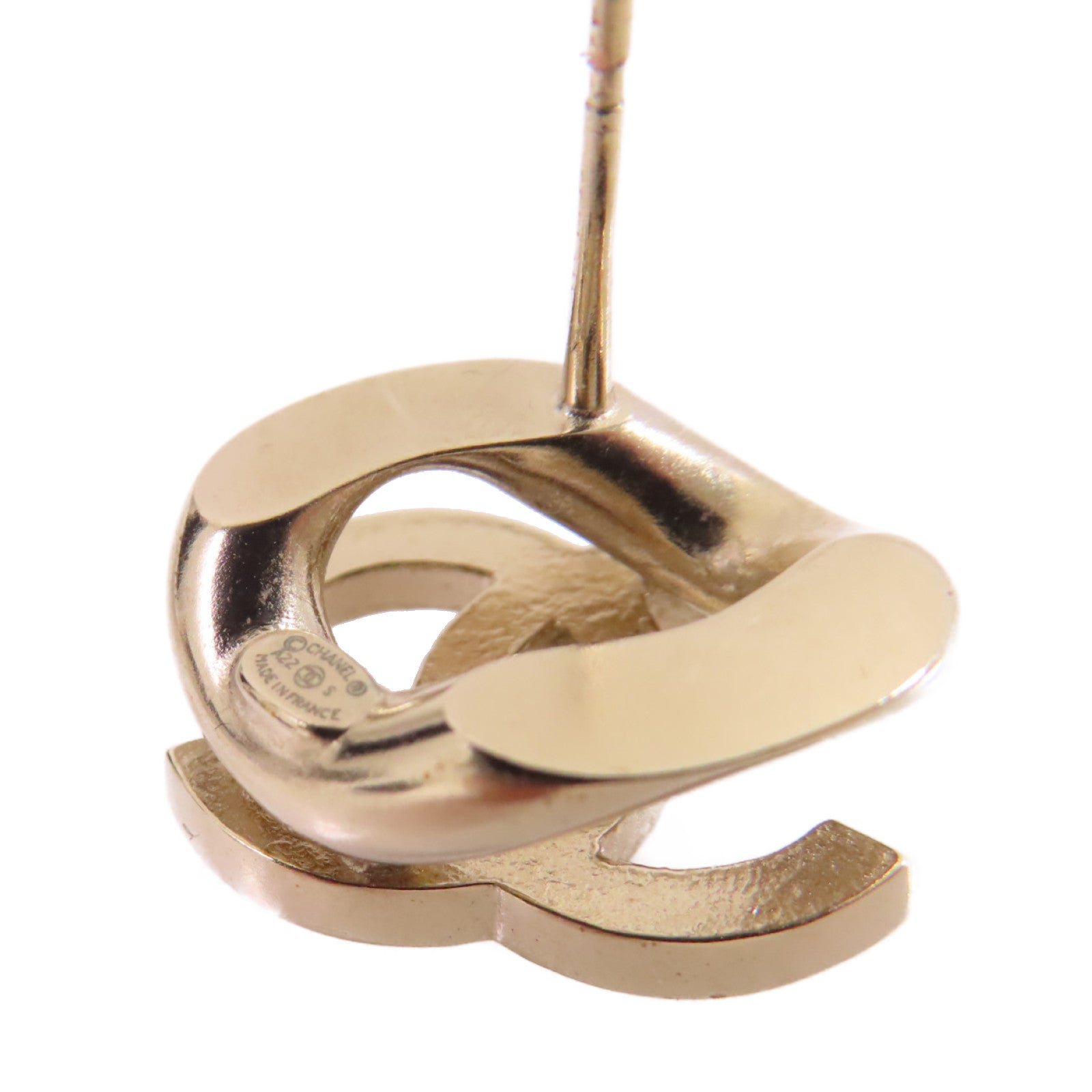 CHANEL 金屬/水鑽CC Earring金扣耳環