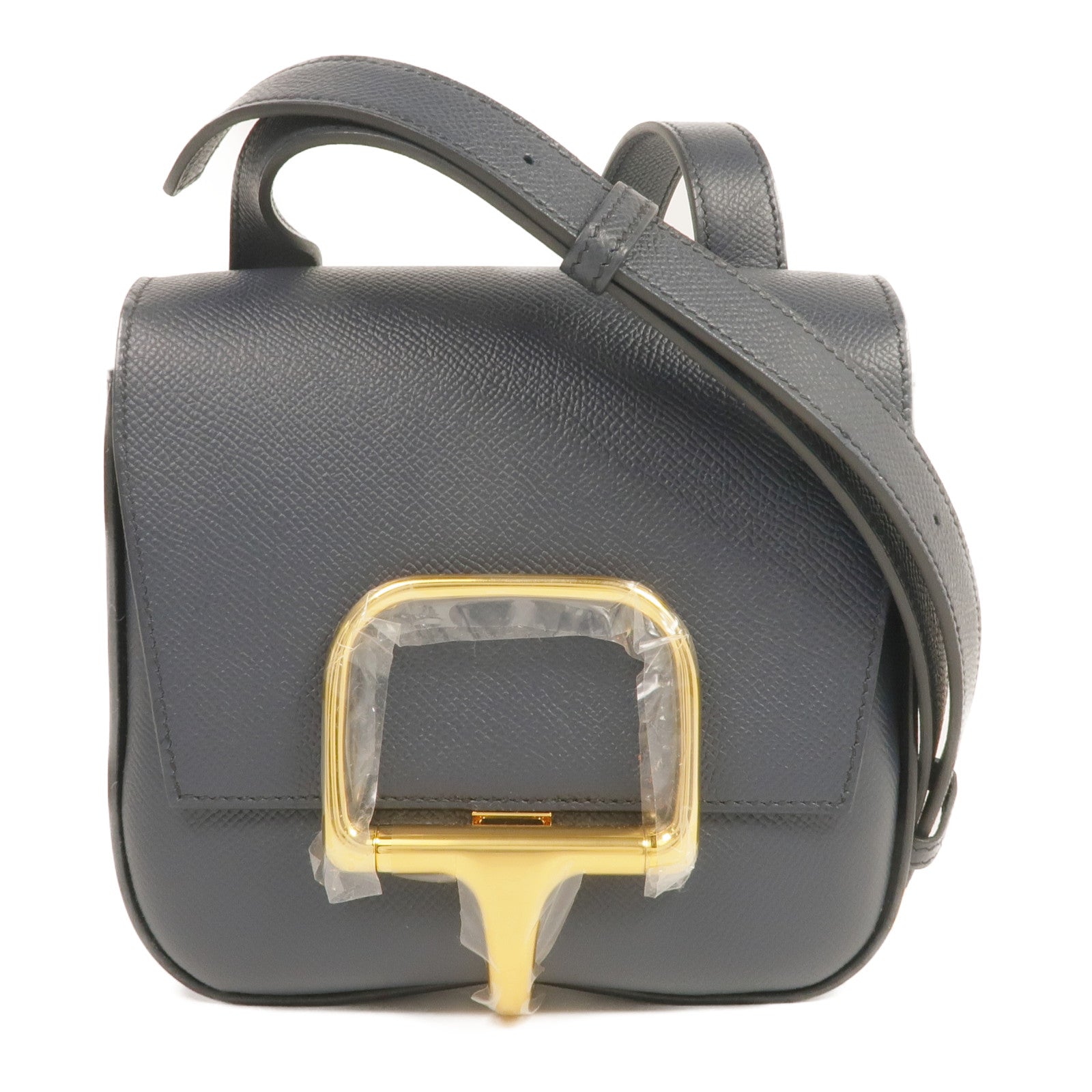 HERMES Epsom皮革Della Cavalleria金扣肩背袋Bleu Indigo
