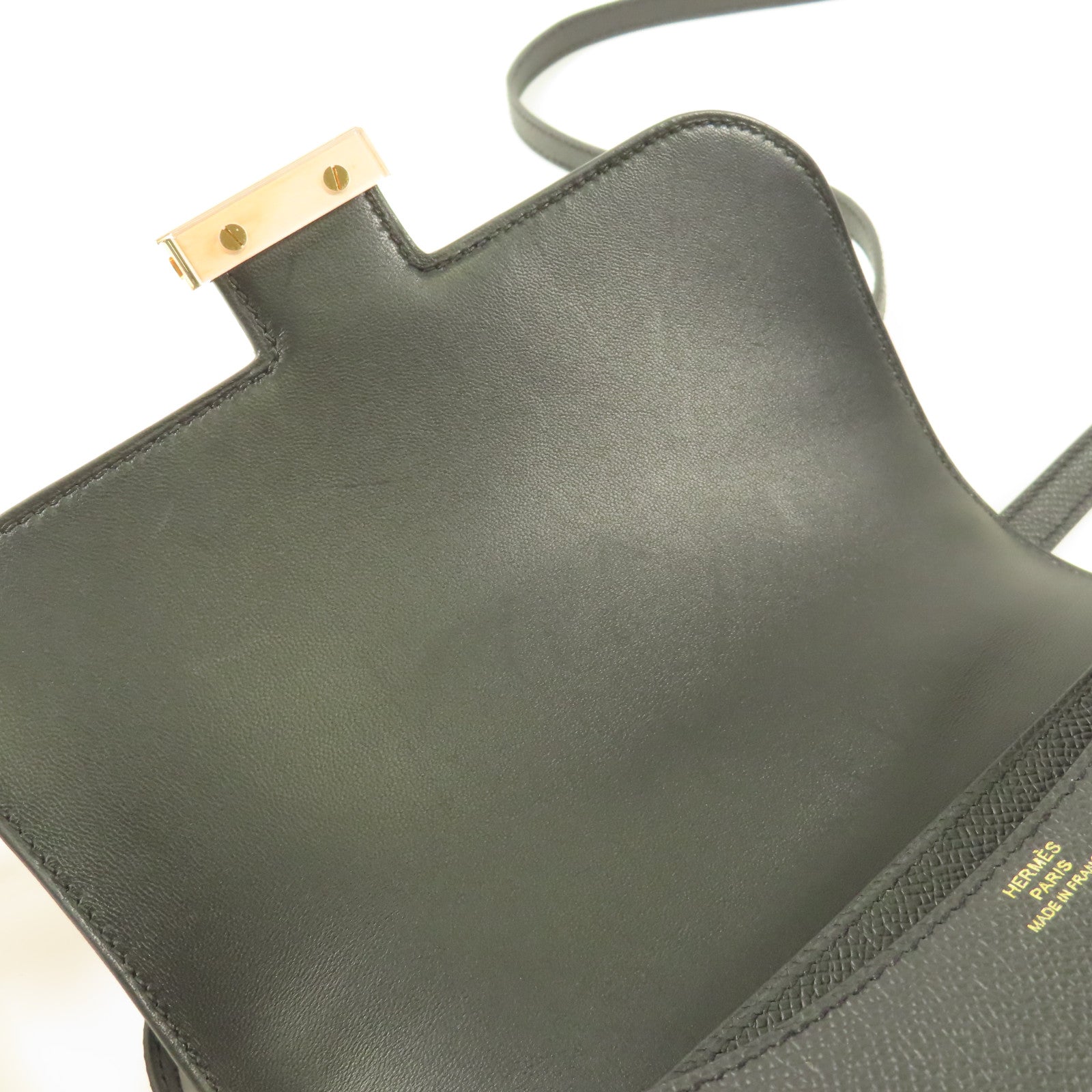 HERMES Epsom皮革Constance Mini玫瑰金扣手挽肩背兩用袋