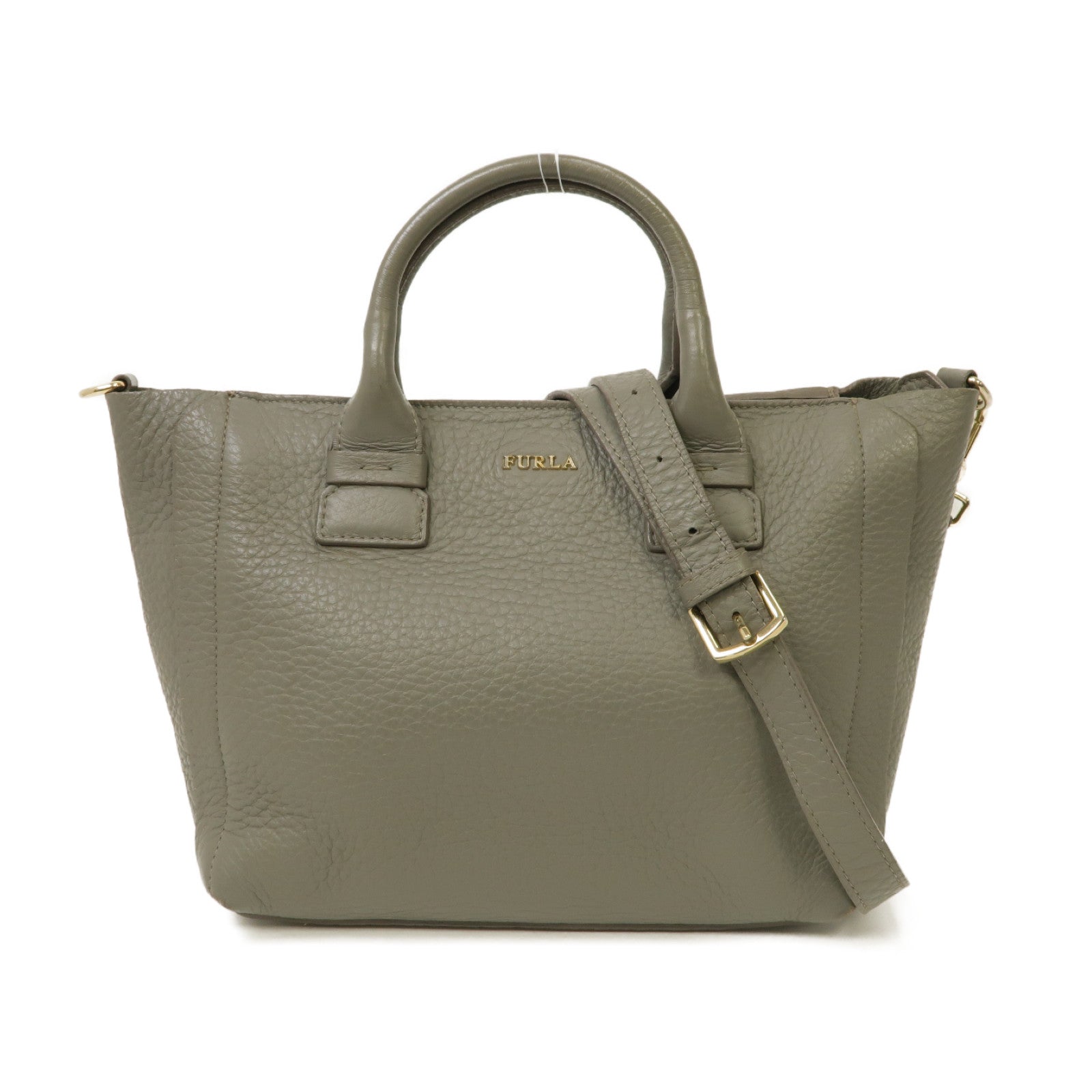 Furla 【激減優惠】牛皮皮革2 Way Shoulder Bag金扣手挽肩背兩用袋灰色