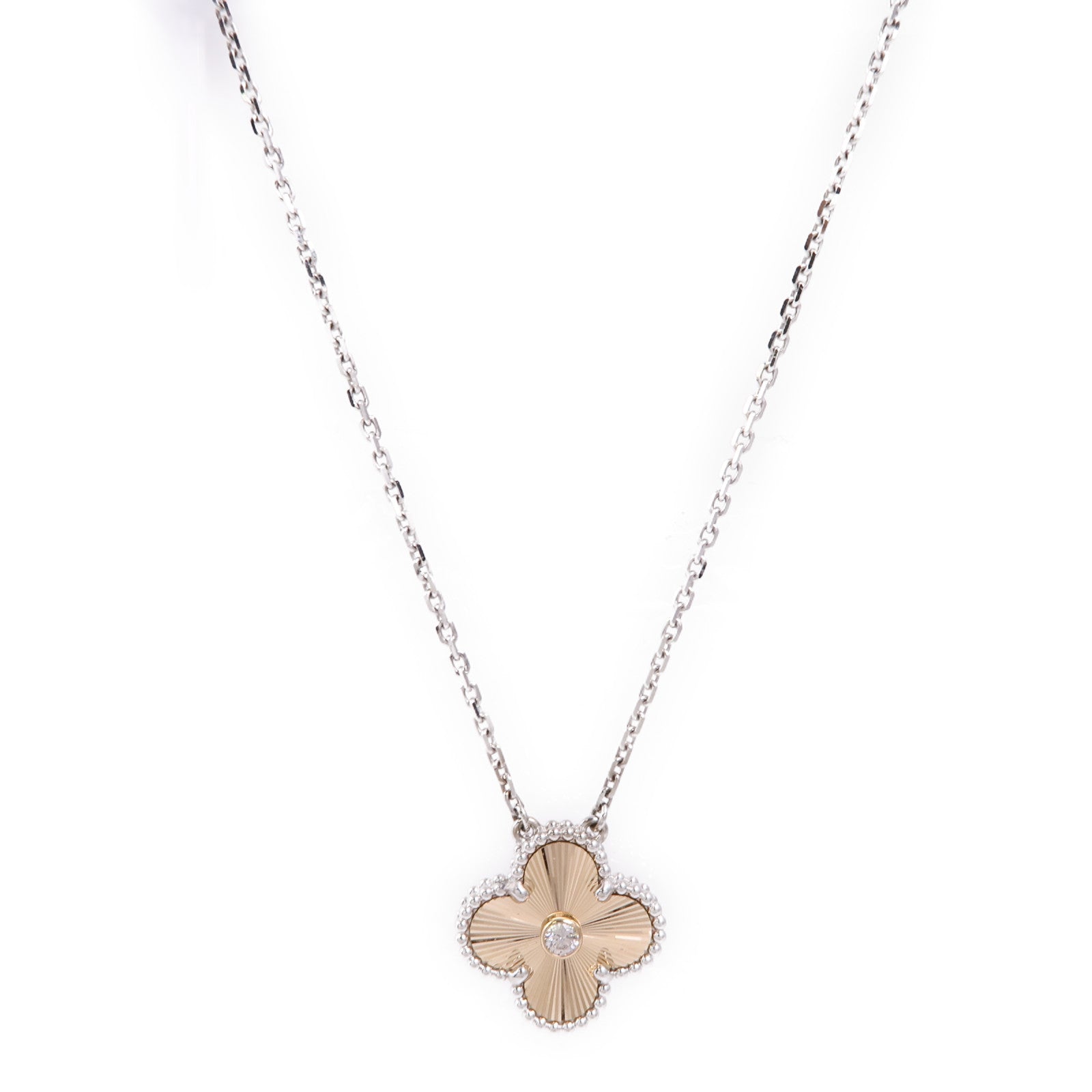 Van Cleef & Arpels 18K白金Vintage Alhambra Necklace鑽石項鍊