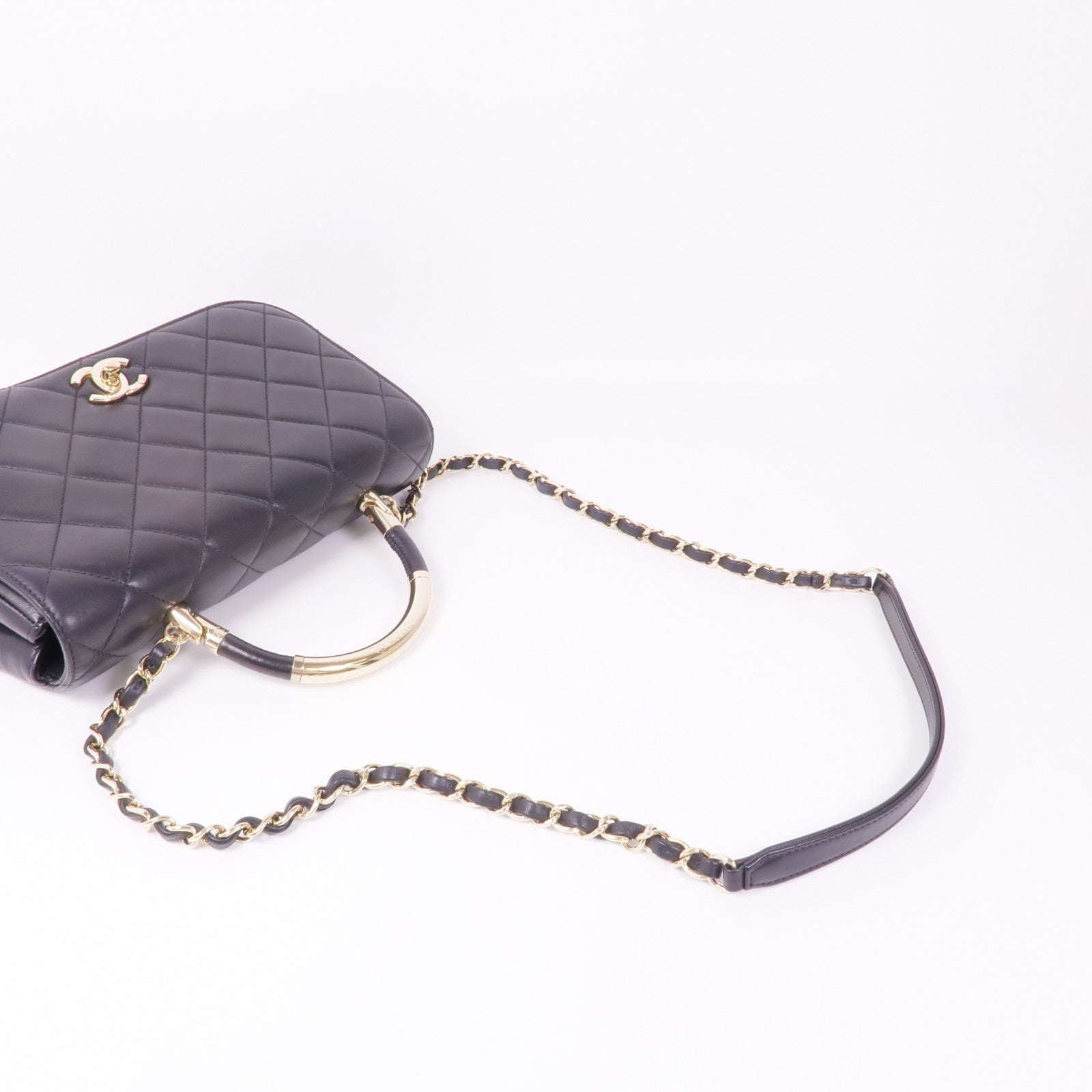 CHANEL 羊皮皮革Chain Shoulder金扣鏈帶肩背袋