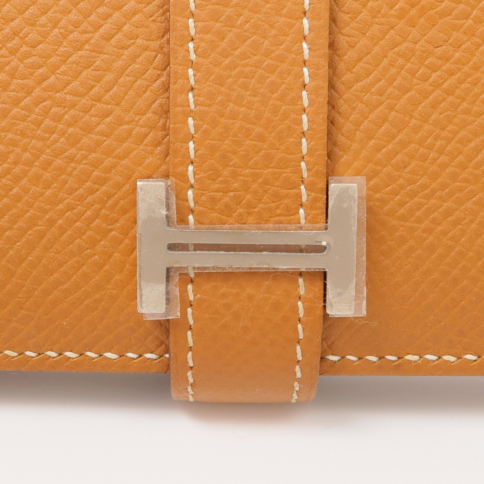 HERMES Epsom皮革Bearn W Snap銀扣長錢包Gold