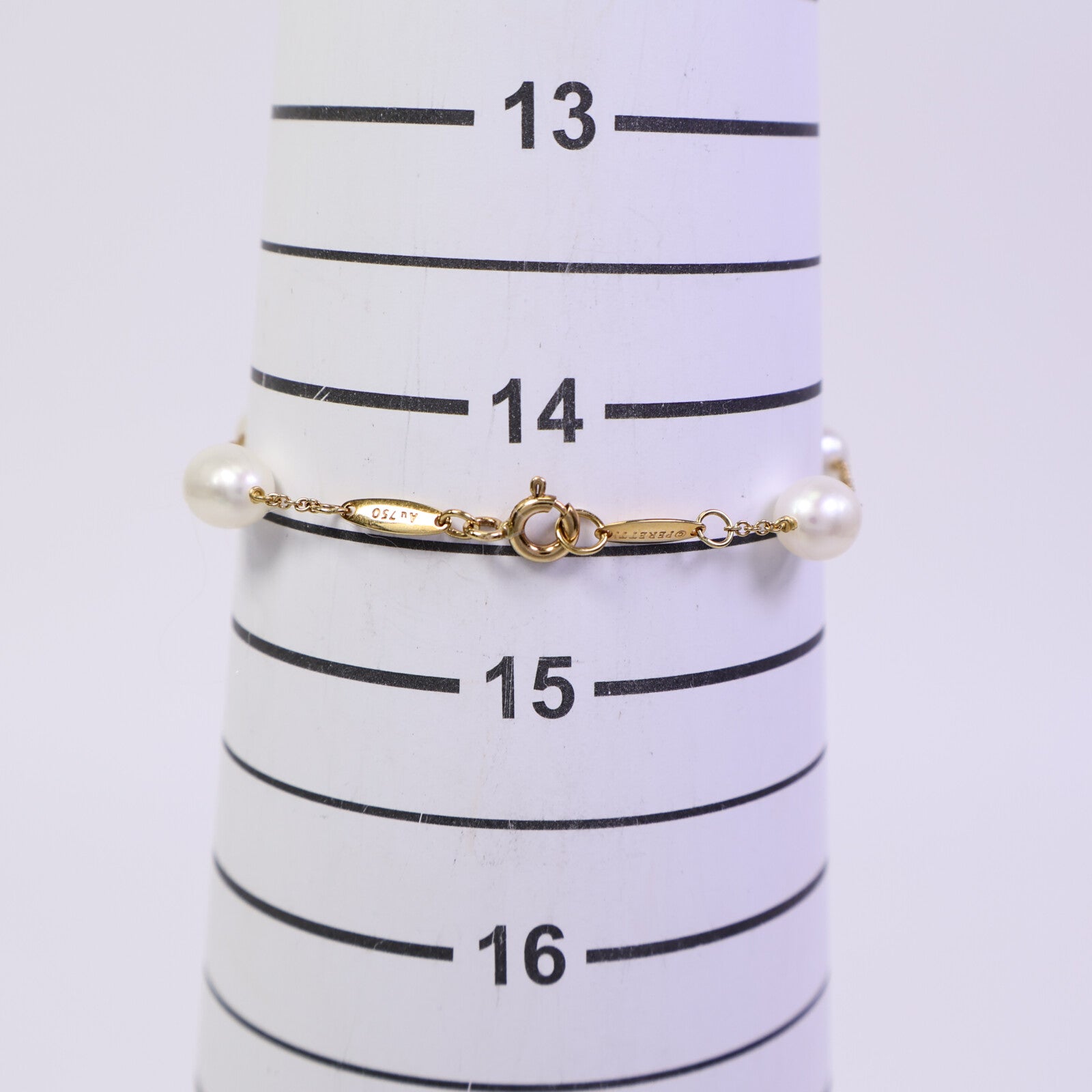 TIFFANY＆CO 18K黃金Pearls By The Yard Bracelet珍珠手鏈