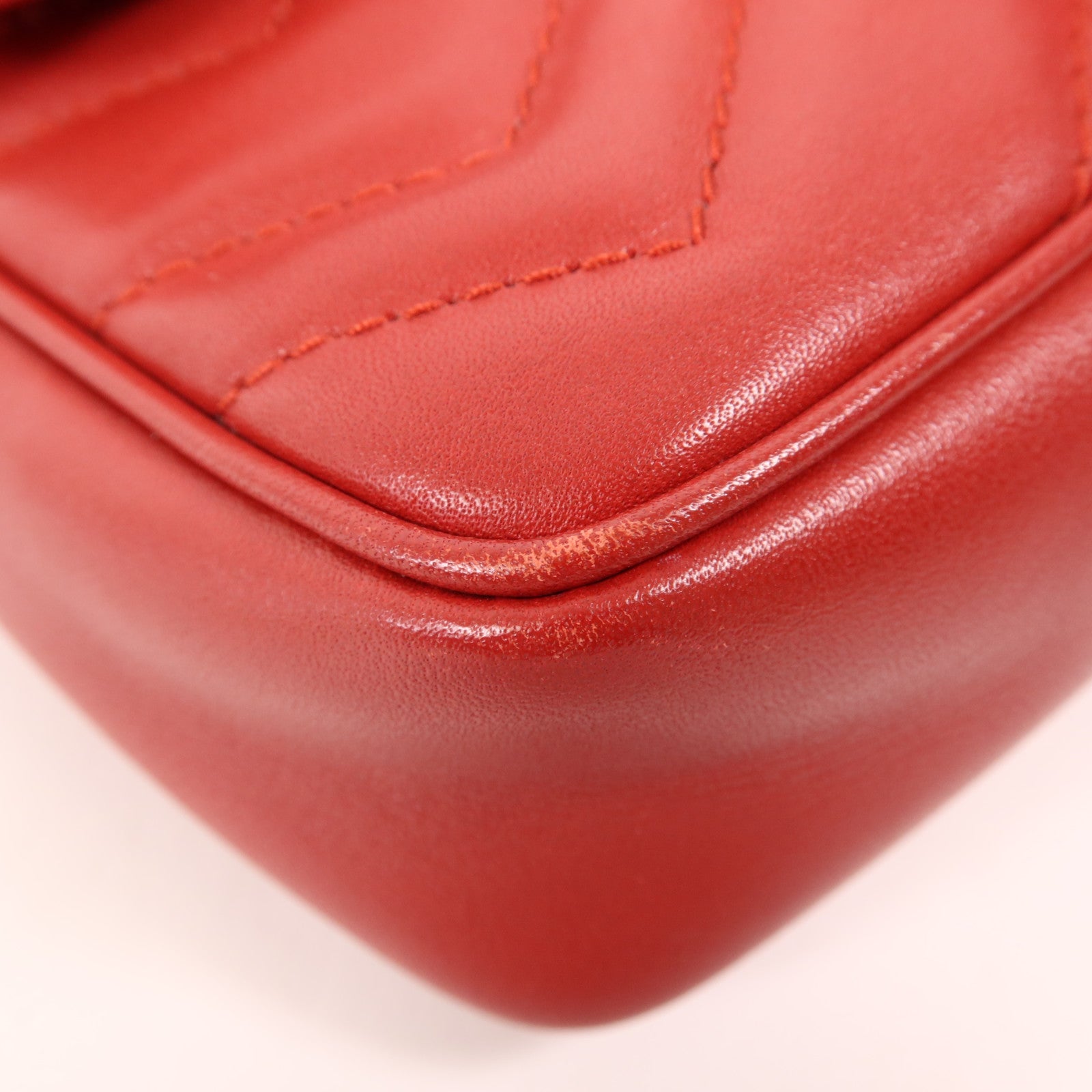 GUCCI 羊皮皮革GG Marmont Super Mini金扣鏈帶肩背袋