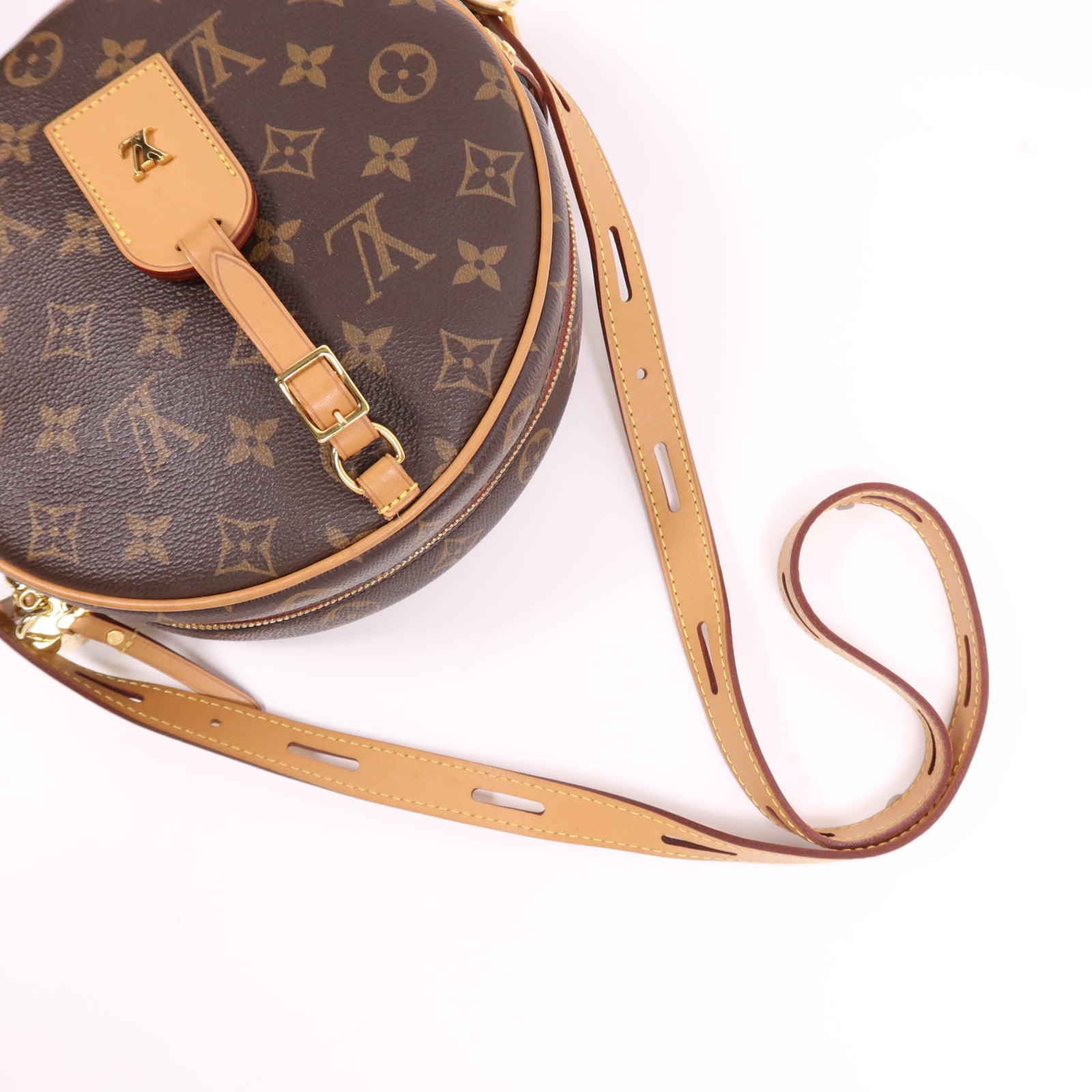 LOUIS VUITTON Monogram Boite Chapeau Souple金扣肩背袋棕色