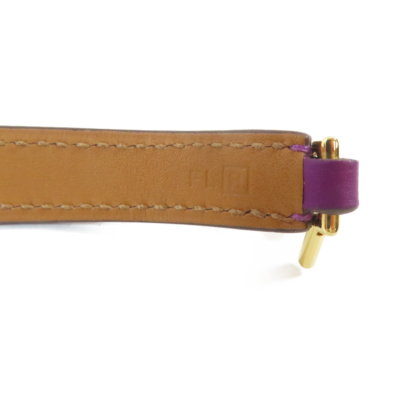 HERMES Swift皮革Rivale Double Tour Bracelet手鐲Anemone/海葵紫色/金色Hermes#XS/#14.5cm