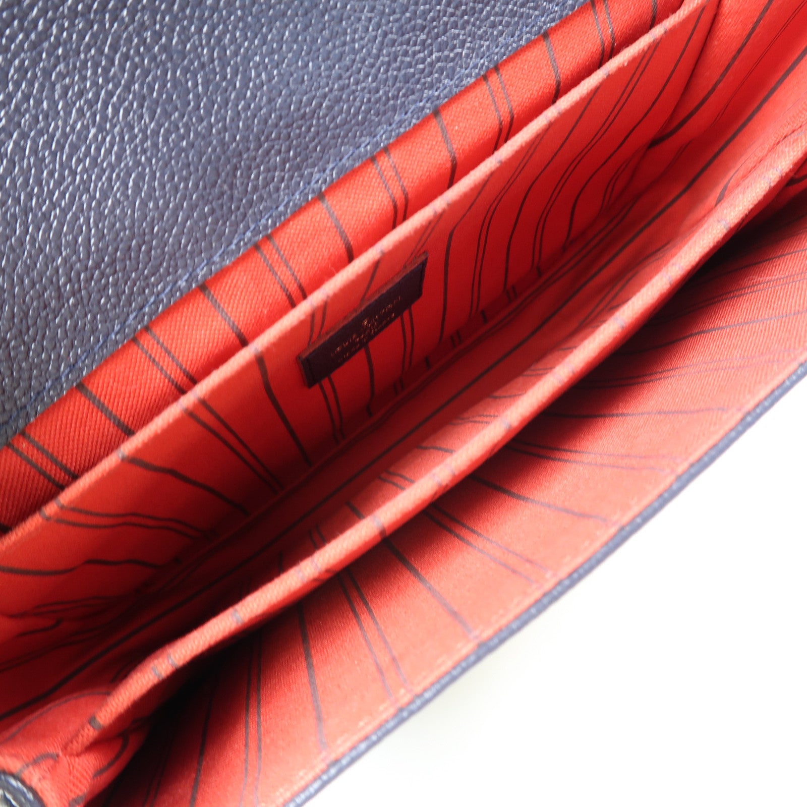 LOUIS VUITTON Monogram Empreinte Pochette Metis金扣手挽肩背兩用袋深藍色