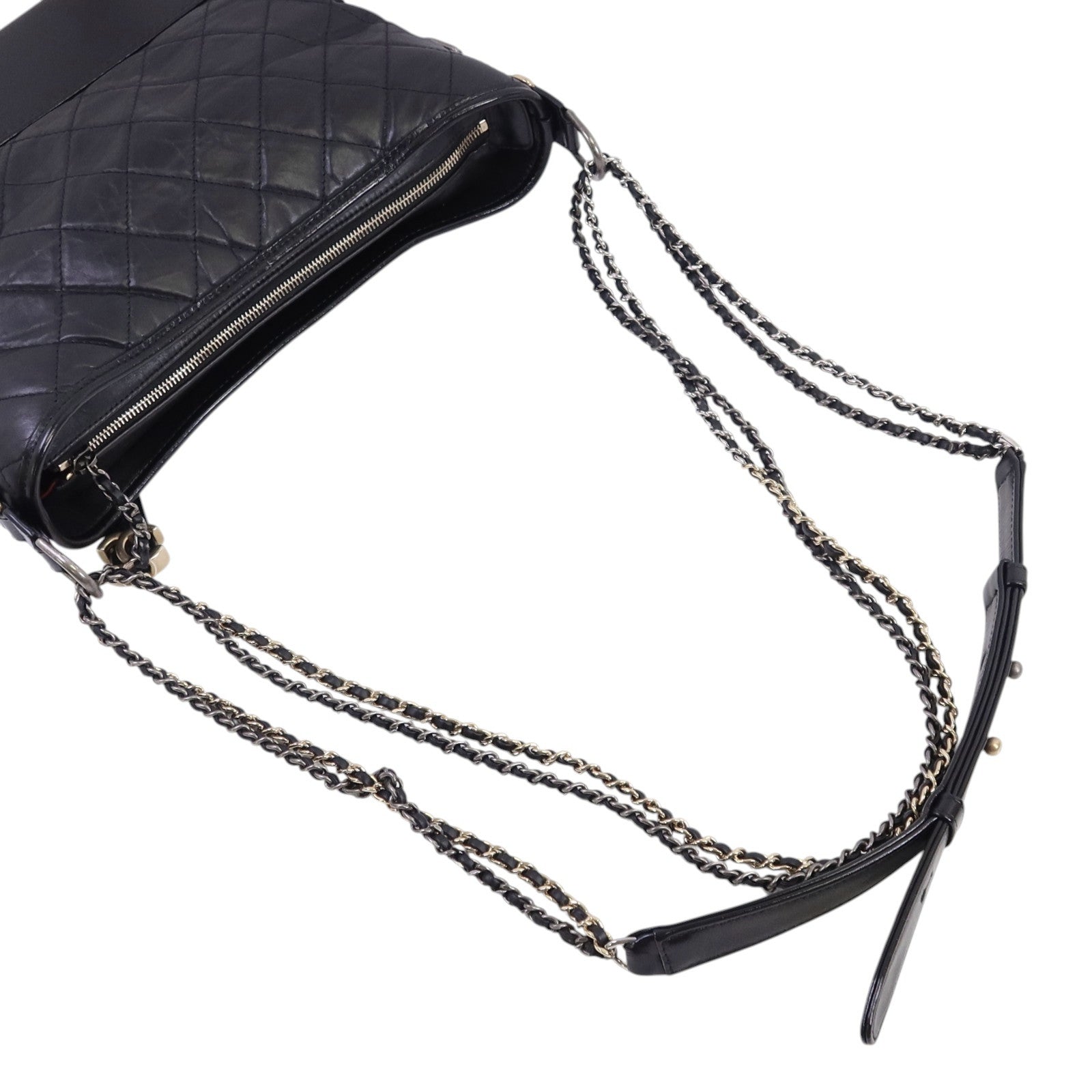 CHANEL 牛皮皮革Medium Gabrielle金扣鏈帶肩背袋