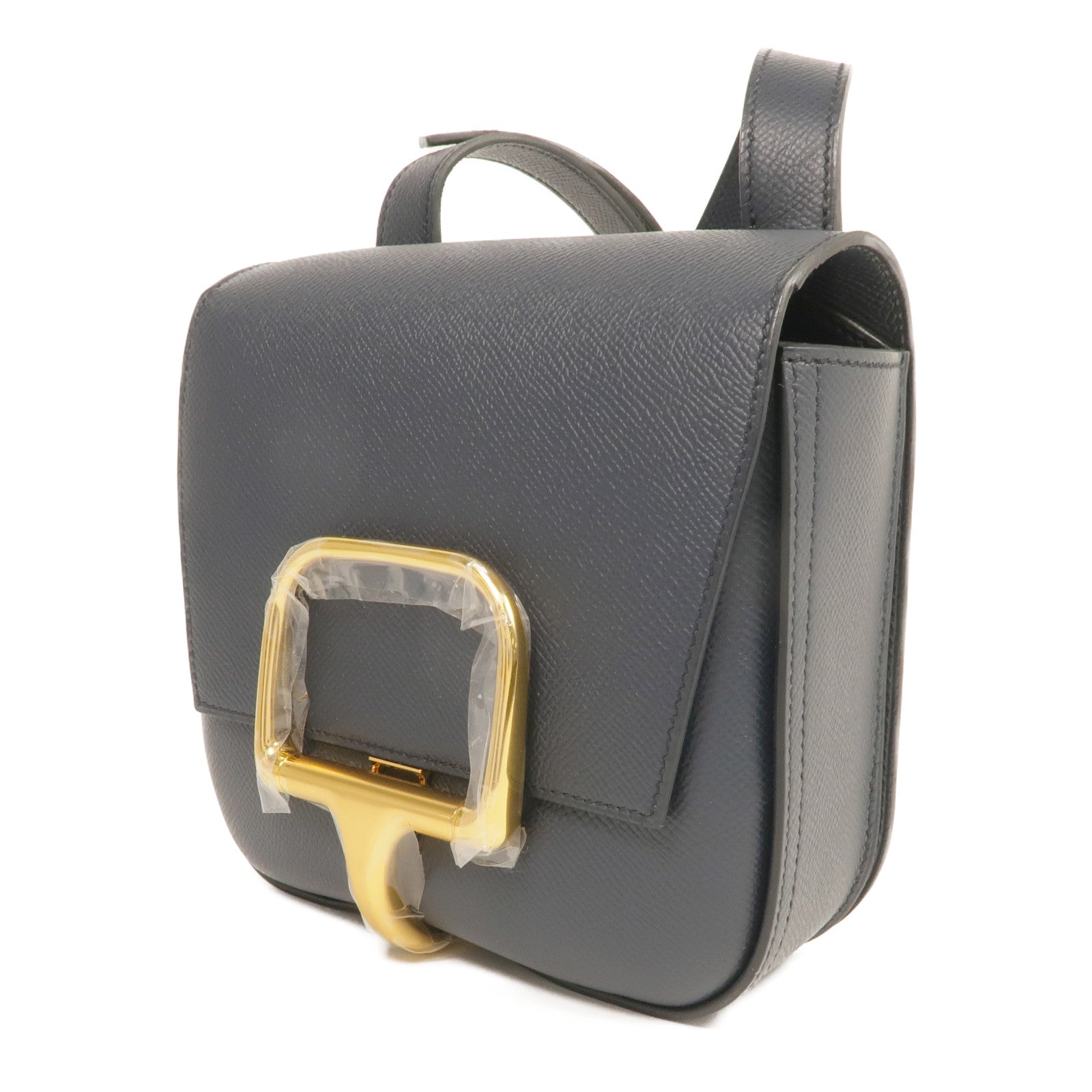 HERMES Epsom皮革Della Cavalleria金扣肩背袋Bleu Indigo
