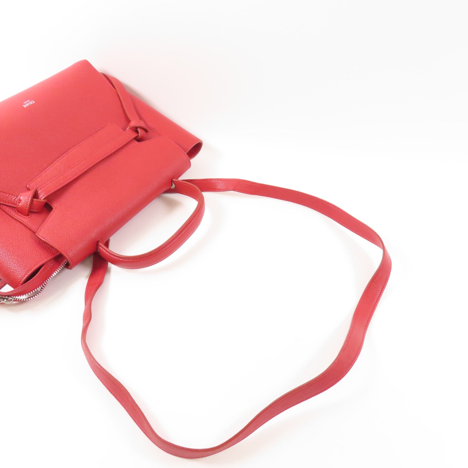 CELINE 牛皮皮革Micro Belt Bag銀扣手挽肩背兩用袋