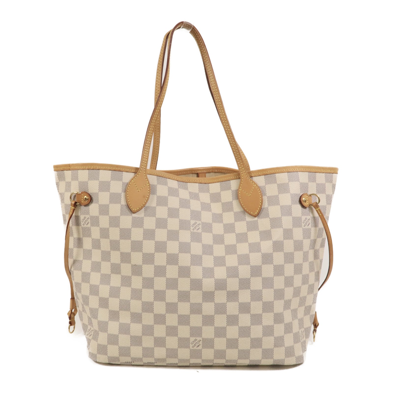 LOUIS VUITTON Damier Azur Neverfull MM金扣手挽袋