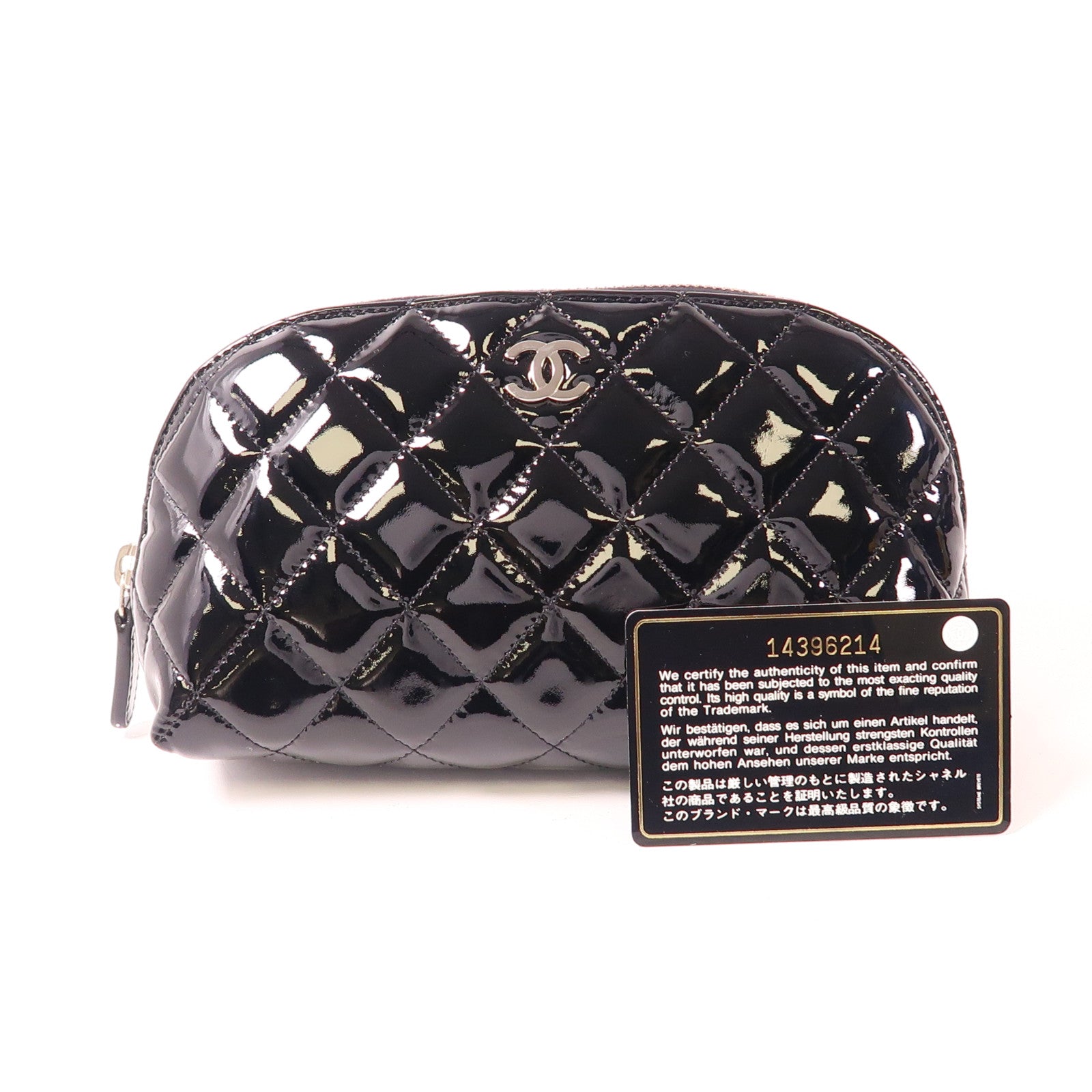 CHANEL 漆皮皮革Pouch銀扣手拿包