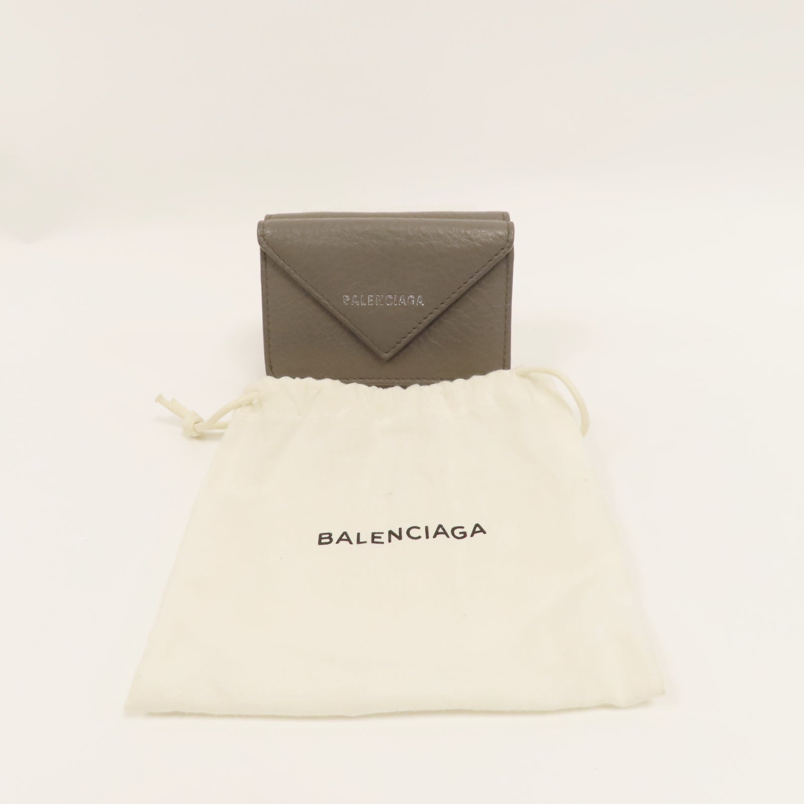 BALENCIAGA 牛皮皮革Wallet銀扣錢包灰色