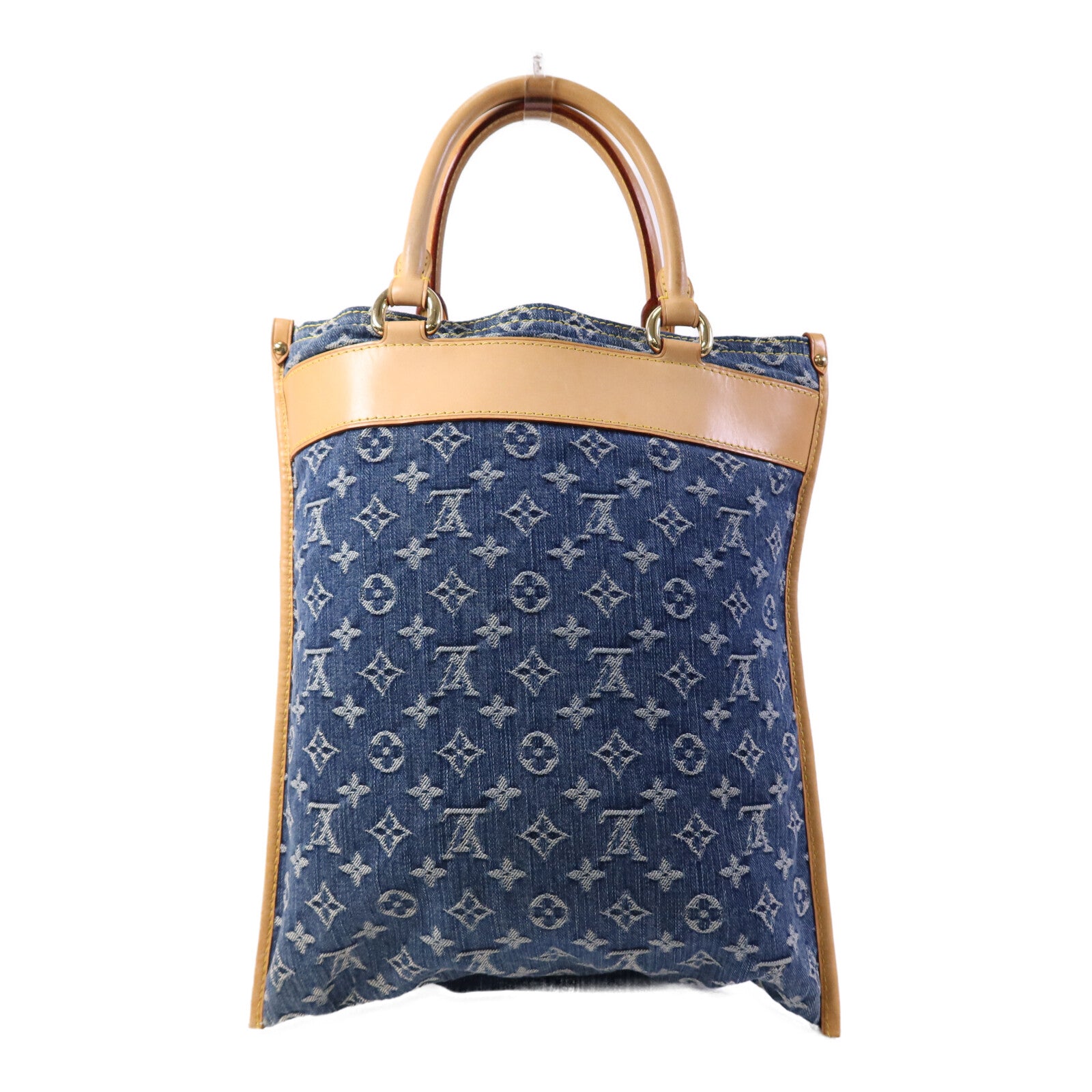 LOUIS VUITTON Monogram Denim Flat Shopper金扣手挽袋