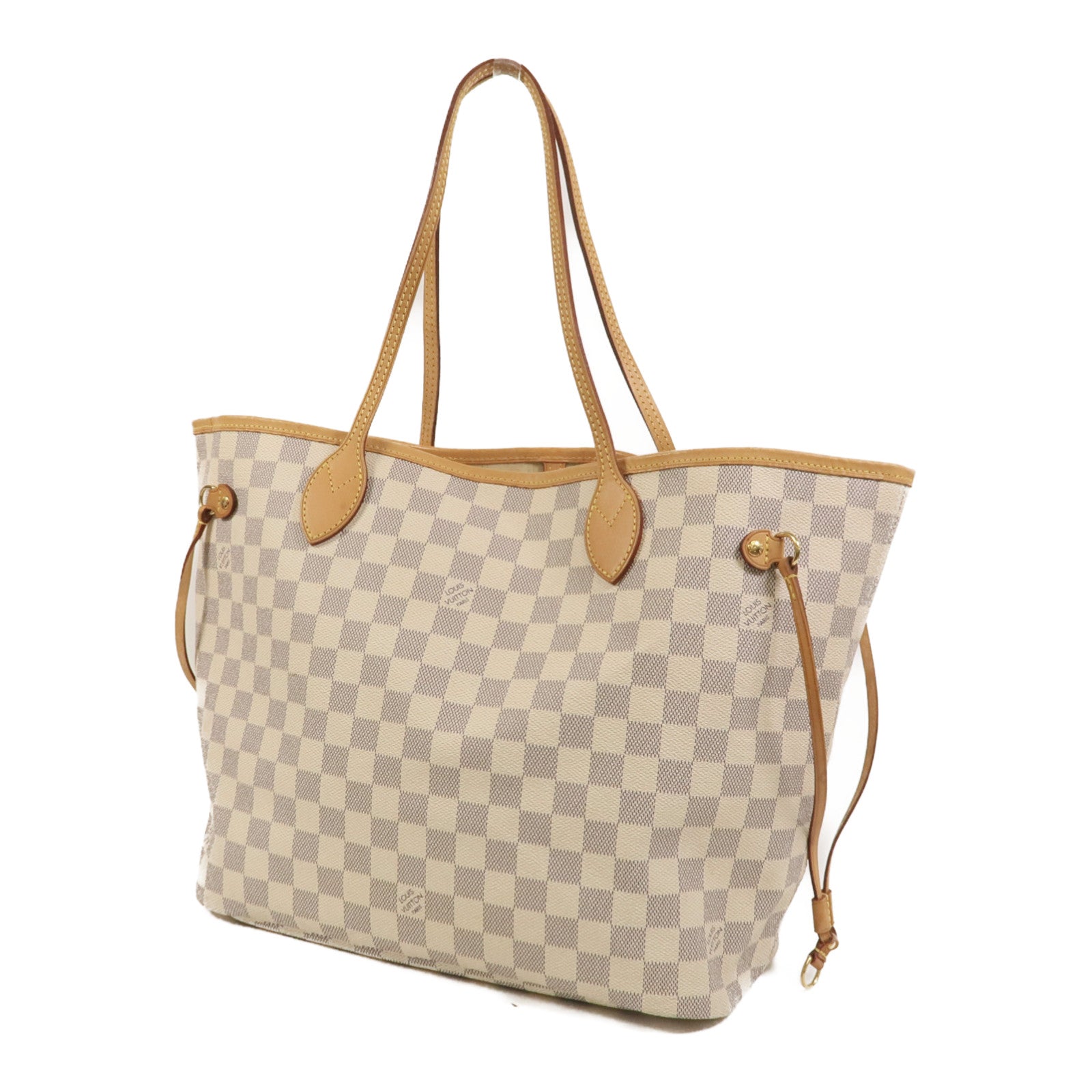 LOUIS VUITTON Damier Azur Neverfull MM金扣手挽袋