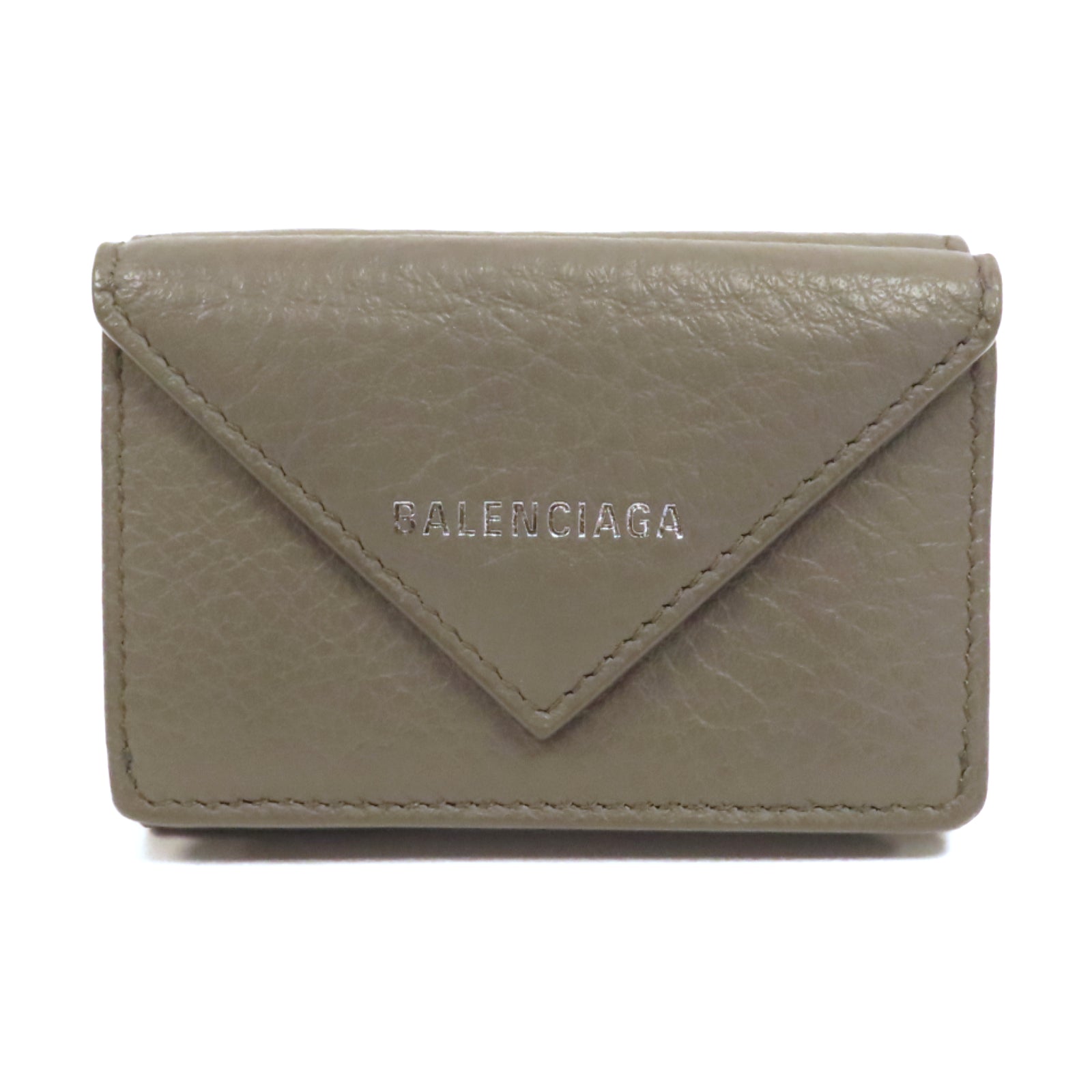 BALENCIAGA 牛皮皮革Wallet銀扣錢包灰色