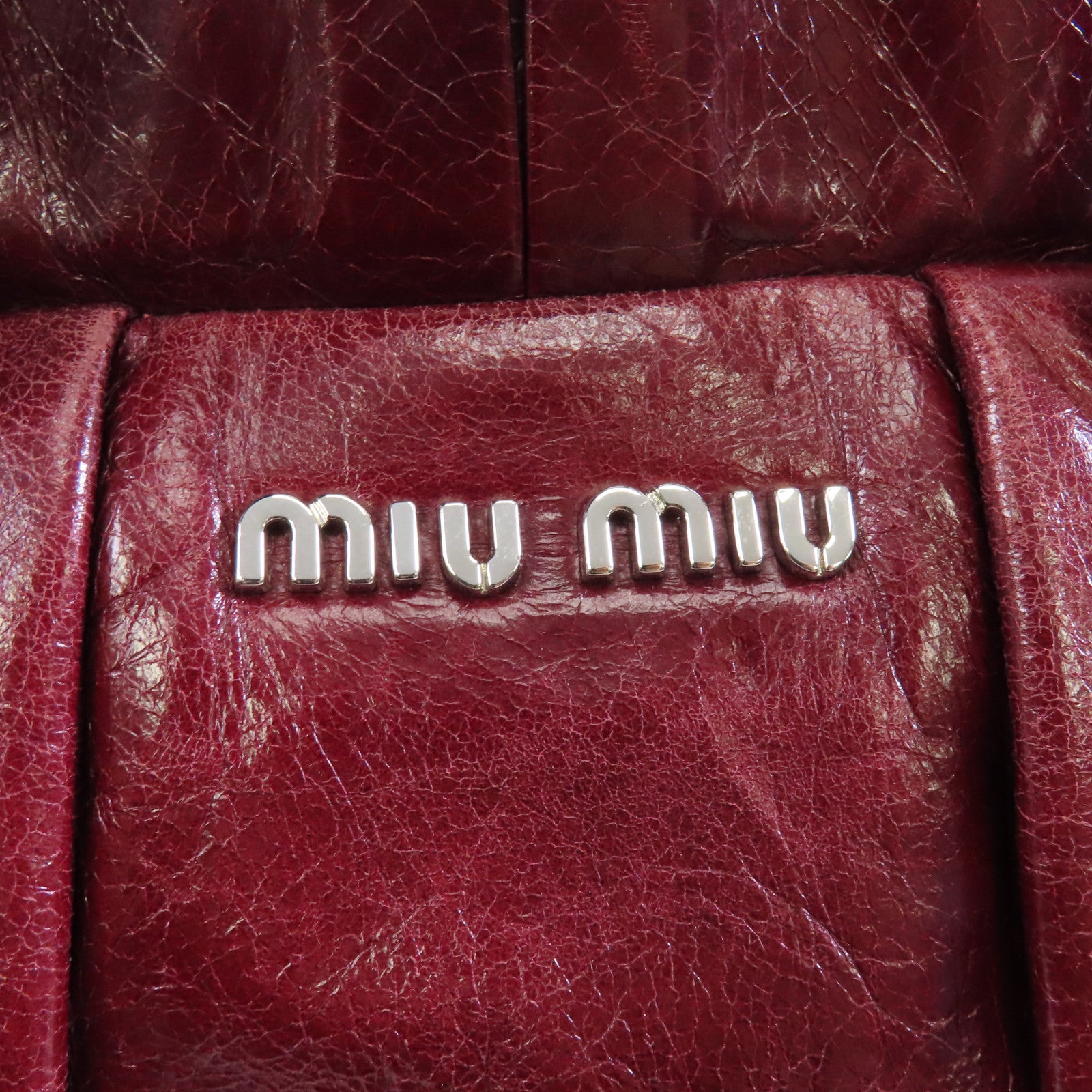 Miu Miu 牛皮皮革2 Way Shoulder銀扣手挽肩背兩用袋紅色