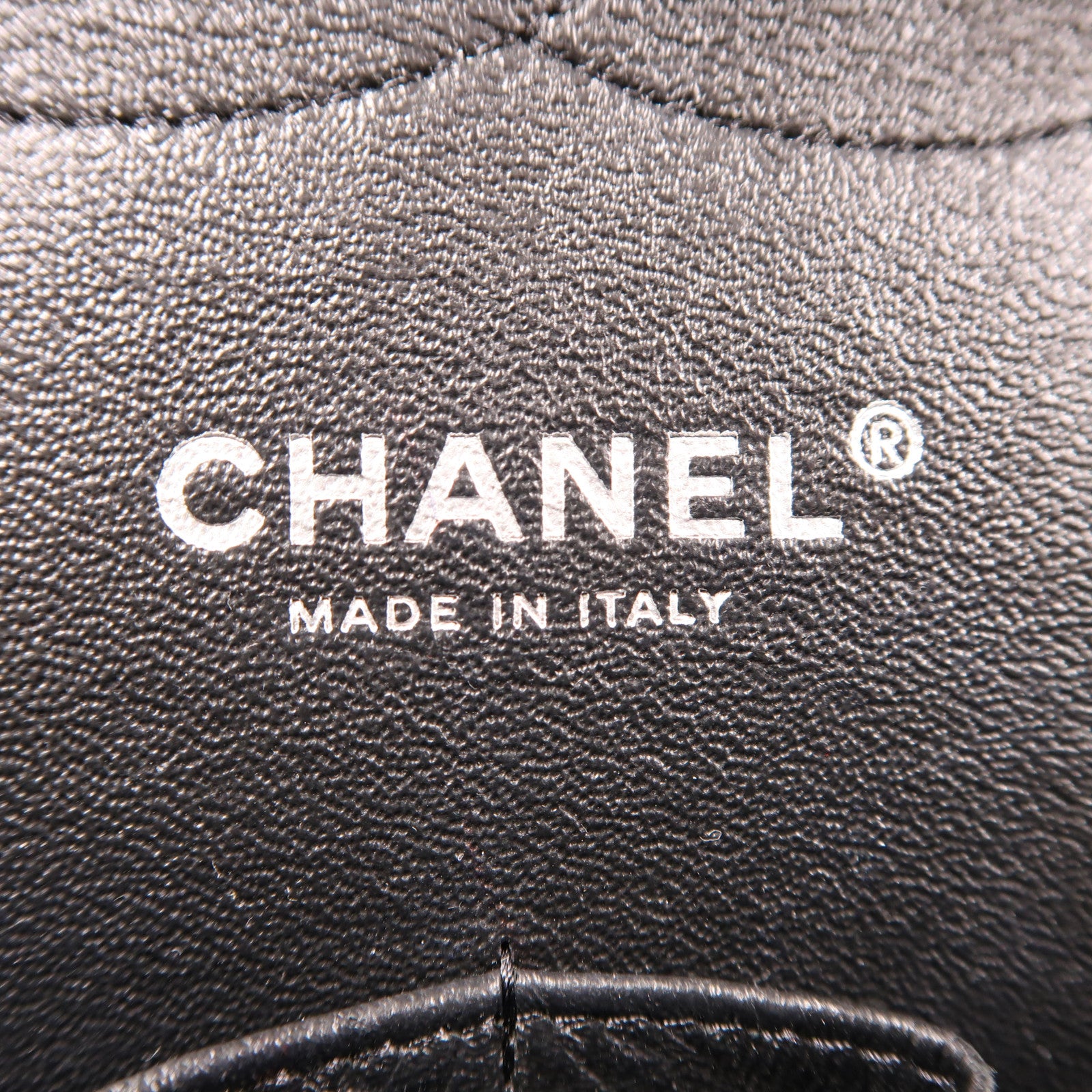 CHANEL 牛皮皮革Large Classic銀扣鏈帶肩背袋黑色