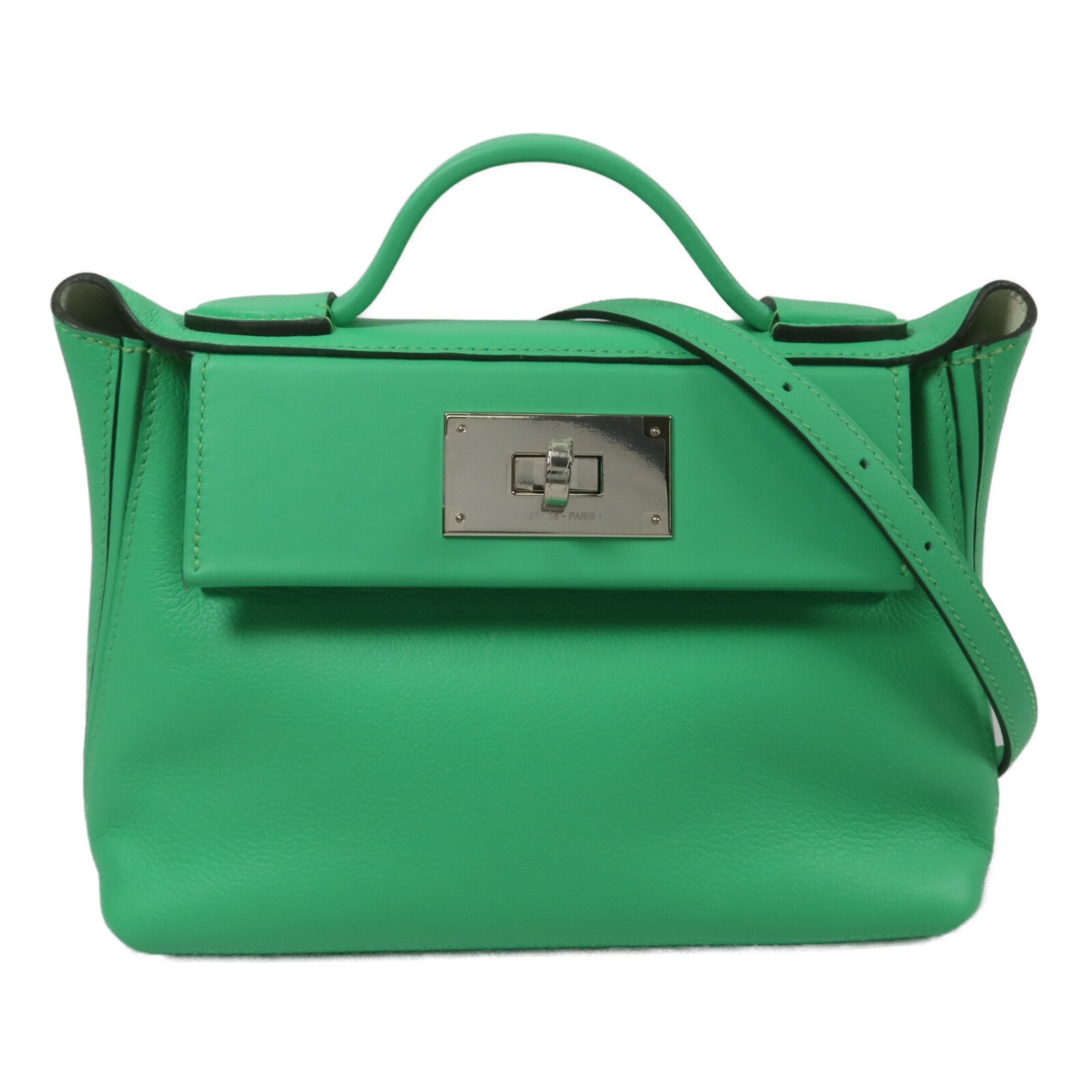 HERMES Swift/Evercolor皮革24/24 Mini手挽肩背兩用袋Vert Comics/Vert Fiz