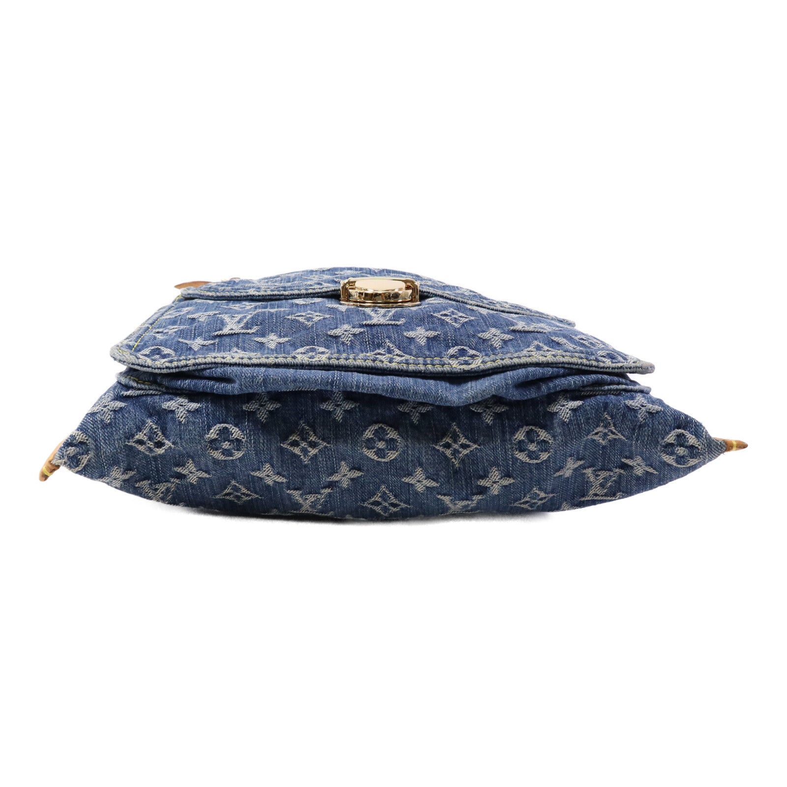 LOUIS VUITTON Monogram Denim Flat Shopper金扣手挽袋