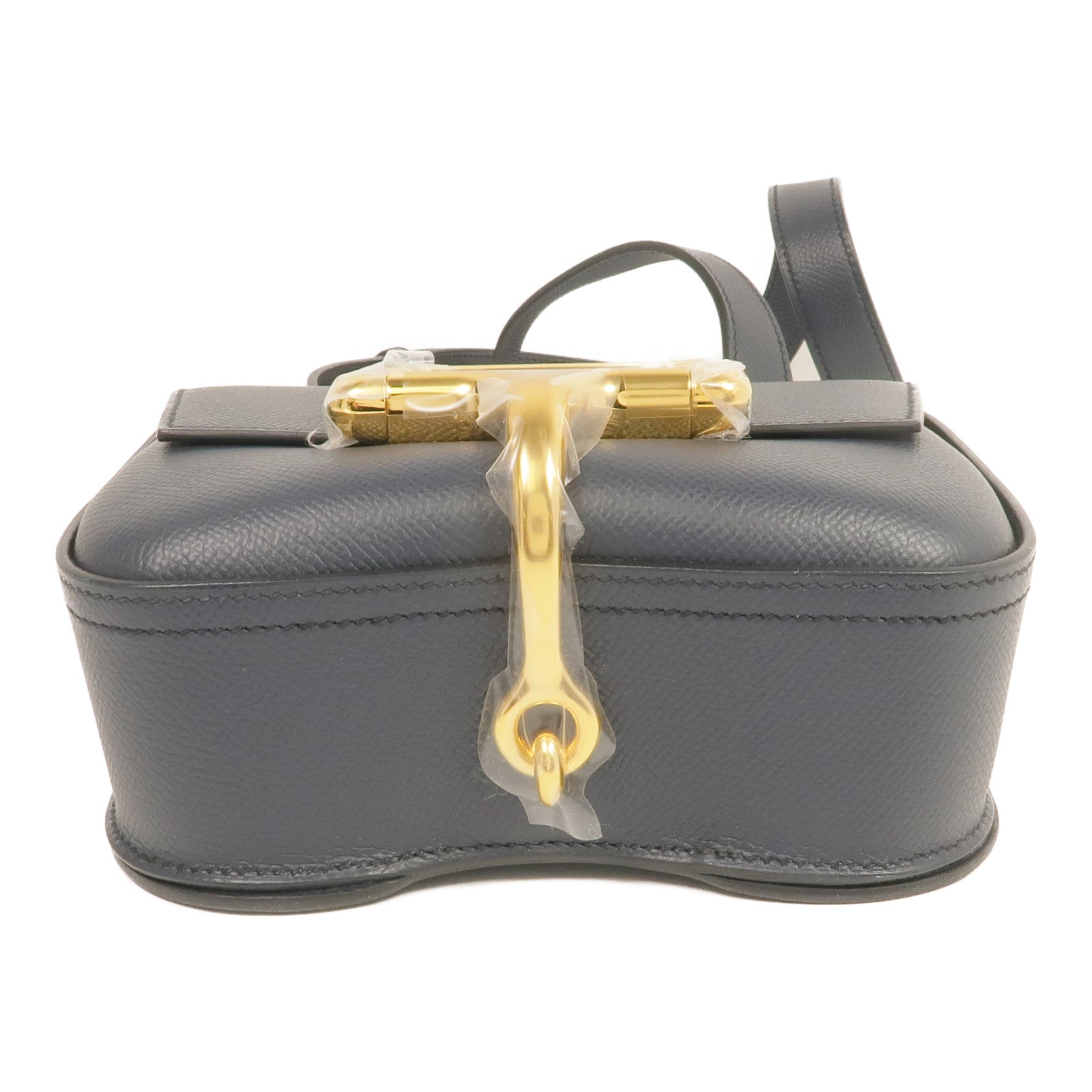HERMES Epsom皮革Della Cavalleria金扣肩背袋Bleu Indigo