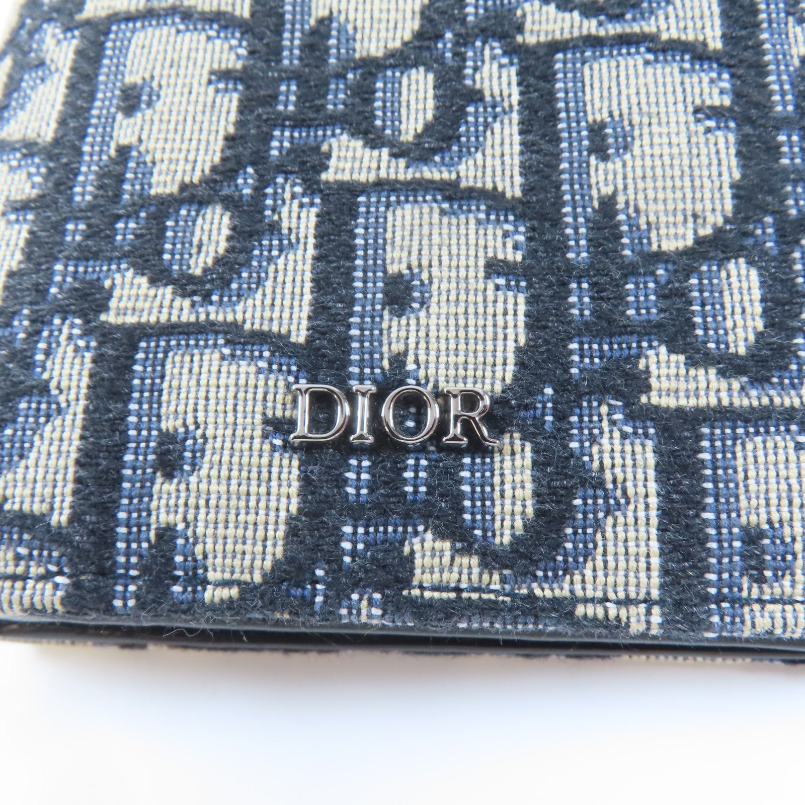Dior 帆布Vertical Long Wallet銀扣長錢包藍色