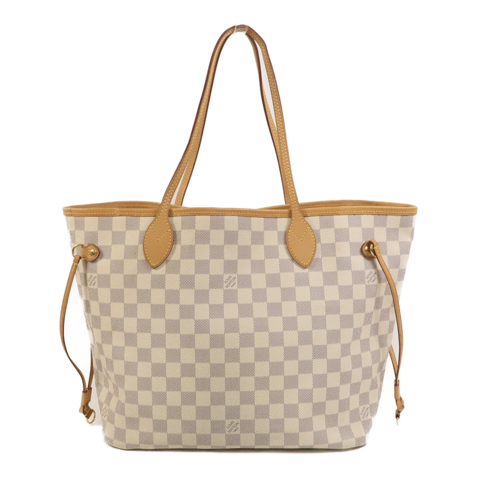 LOUIS VUITTON Damier Azur Neverfull MM金扣手挽袋