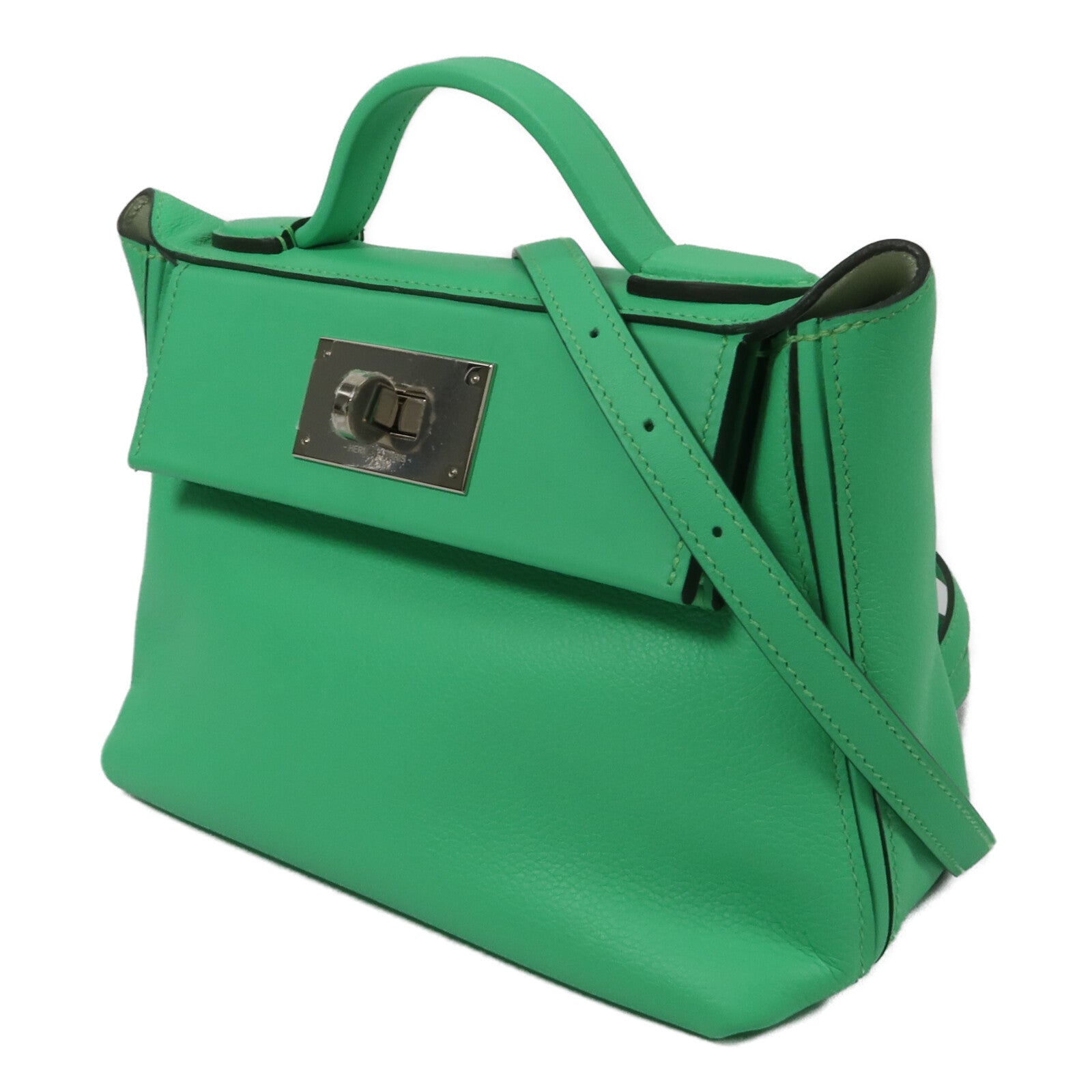 HERMES Swift/Evercolor皮革24/24 Mini手挽肩背兩用袋Vert Comics/Vert Fiz