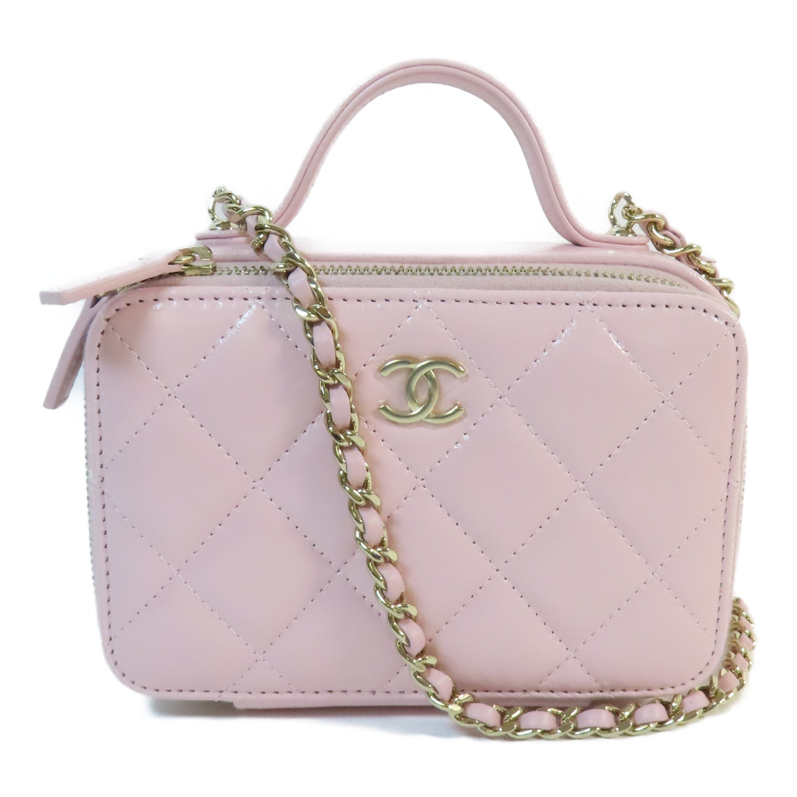 CHANEL 皮革2 Way Shoulder金扣手挽肩背兩用袋