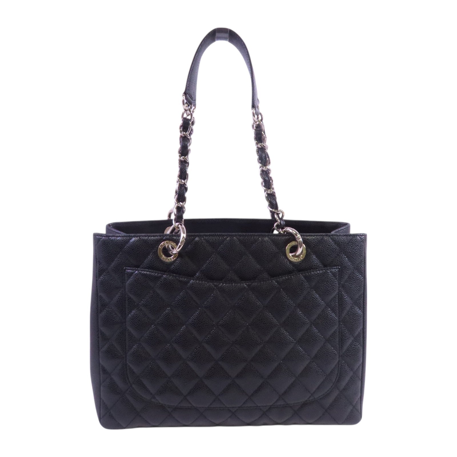 CHANEL 牛皮皮革GST銀扣鏈帶肩背袋