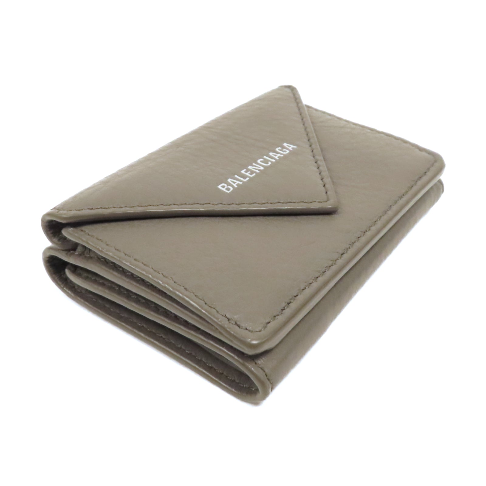 BALENCIAGA 牛皮皮革Wallet銀扣錢包灰色