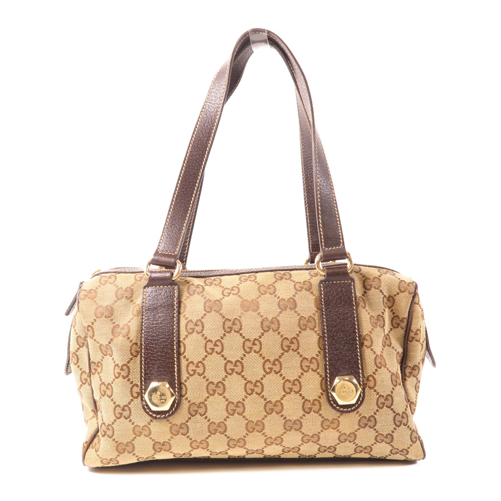 GUCCI 帆布/皮革Shoulder Bag金扣肩背袋